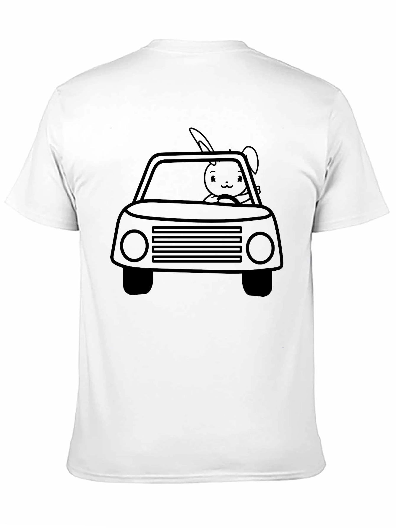 Bunny Car Graphic Tee - Black Crew Neck Shirt