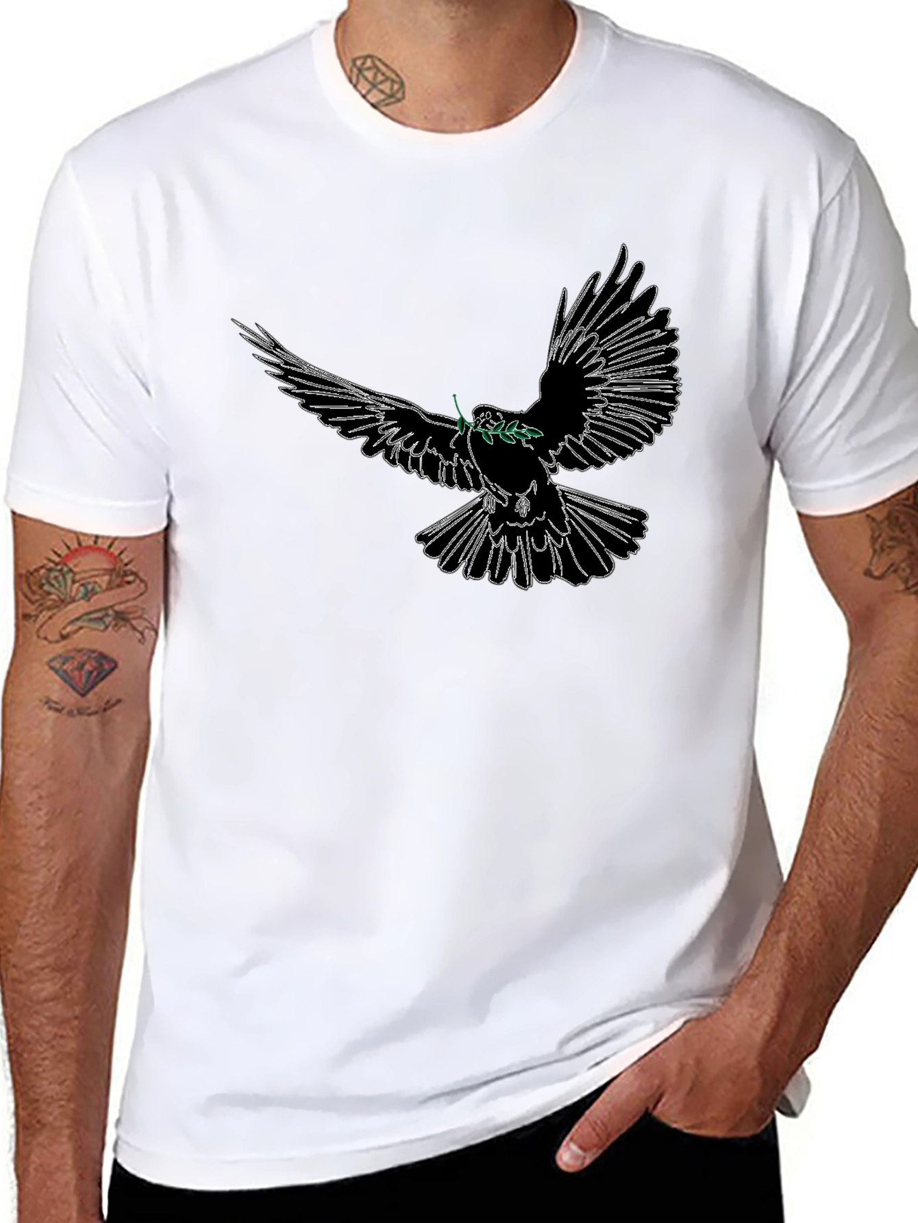 Dove Peace T-Shirt - Soft Cotton Black Tee