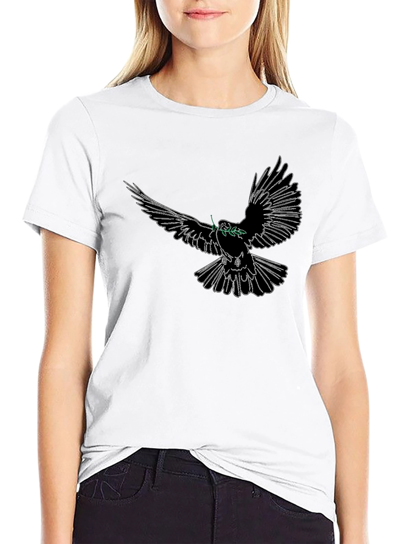 Dove Peace T-Shirt - Soft Cotton Black Tee
