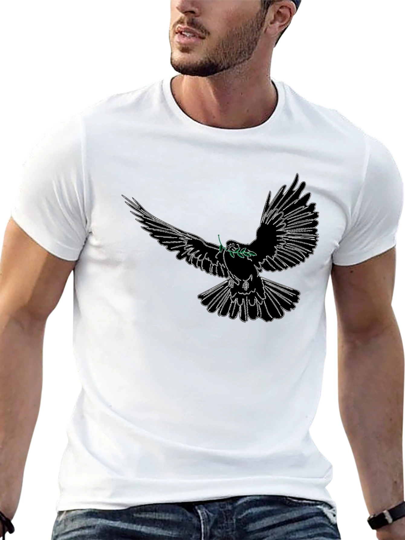 Dove Peace T-Shirt - Soft Cotton Black Tee