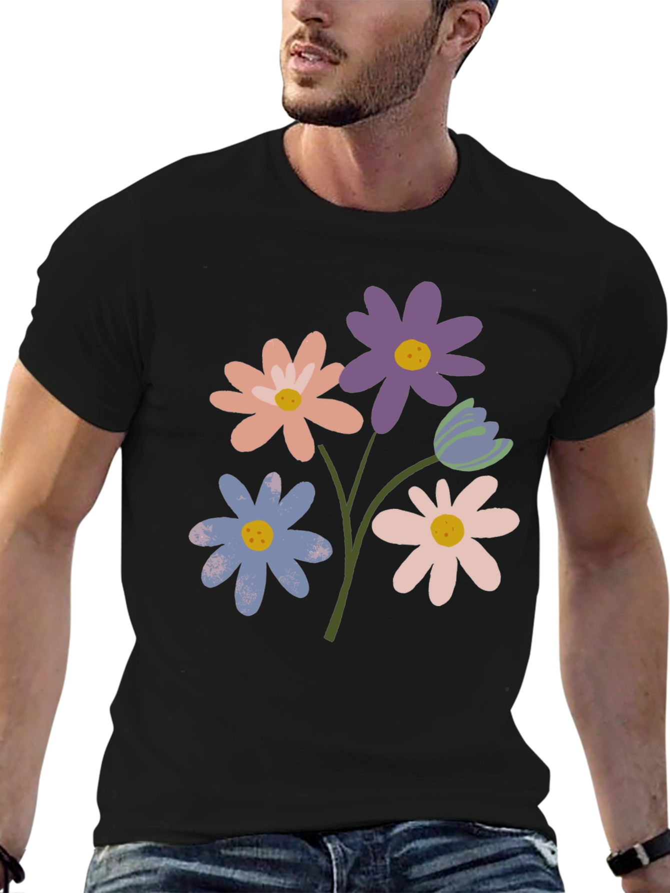 Floral Graphic Print Tee - Trendy Casual Style