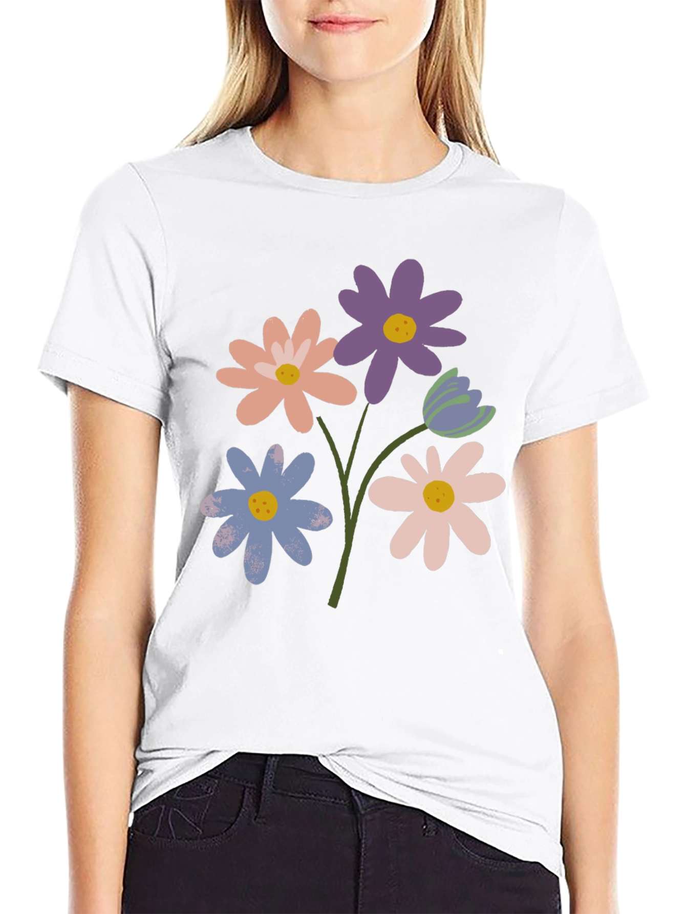Floral Graphic Print Tee - Trendy Casual Style