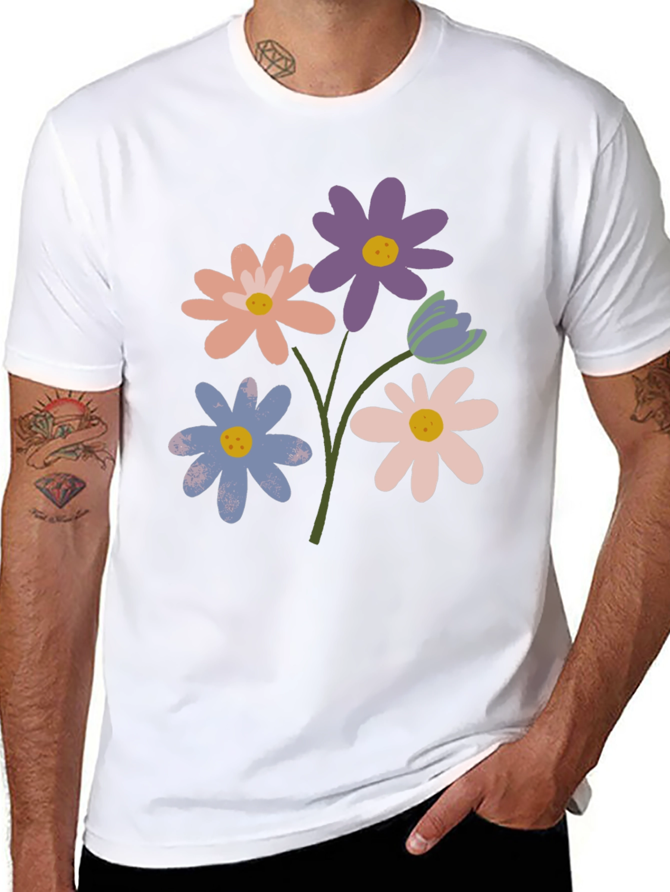 Floral Graphic Print Tee - Trendy Casual Style