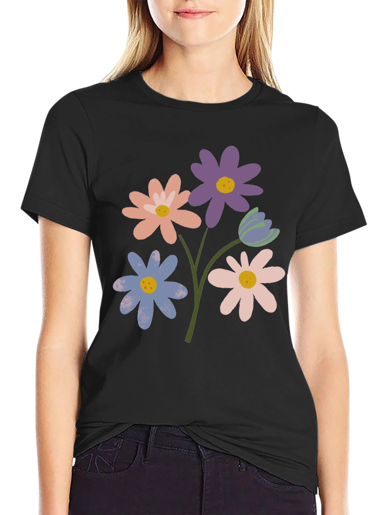 Floral Graphic Print Tee - Trendy Casual Style