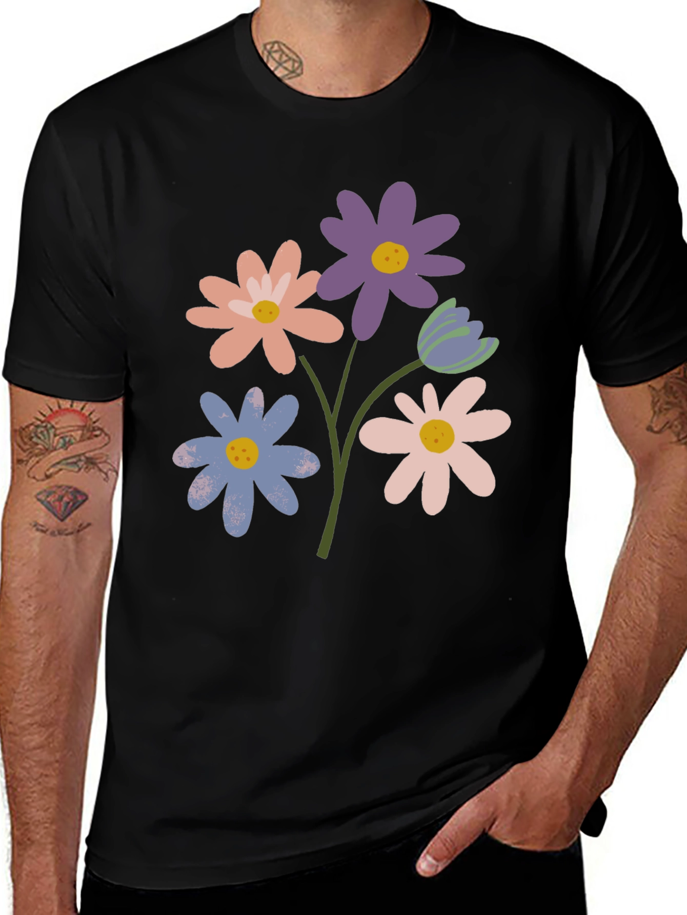 Floral Graphic Print Tee - Trendy Casual Style