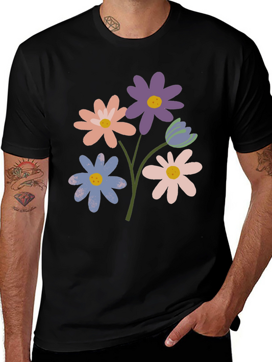 Floral Graphic Print Tee - Trendy Casual Style