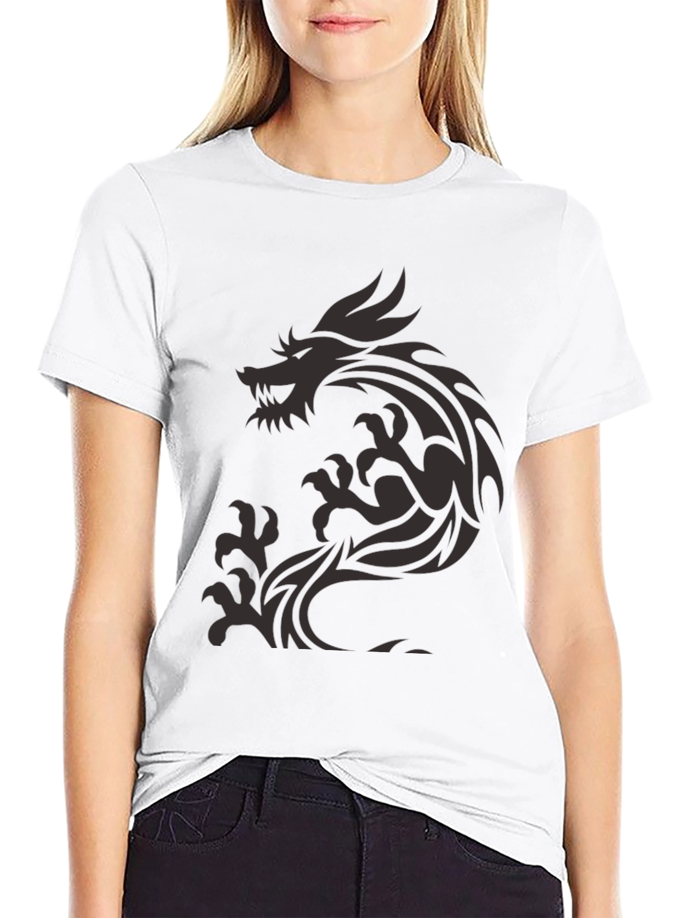 Dragon Graphic Print Mens Black T-Shirt