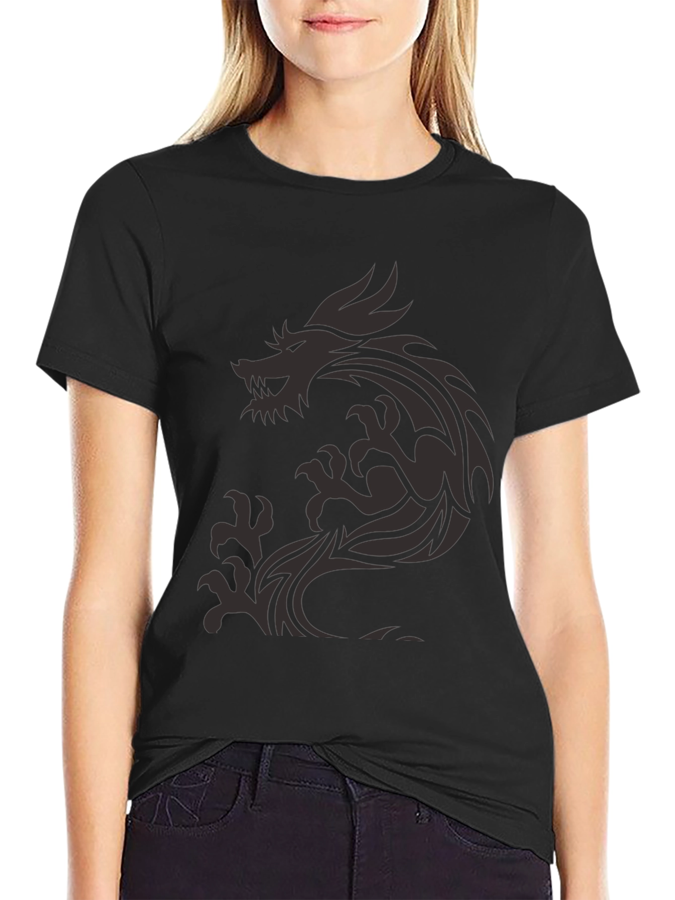 Dragon Graphic Print Mens Black T-Shirt
