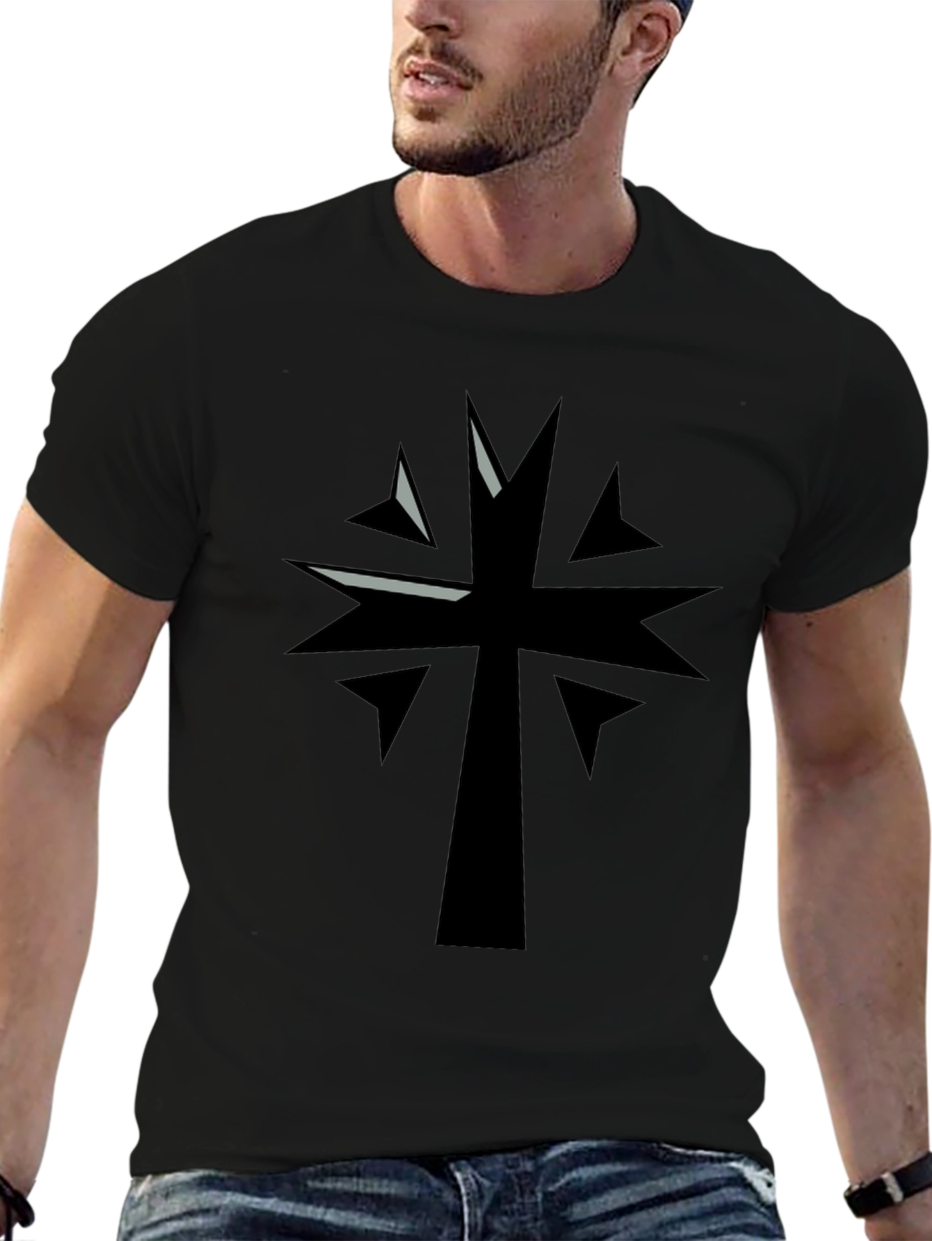 Edgy Graphic Tee - Black Cross Design