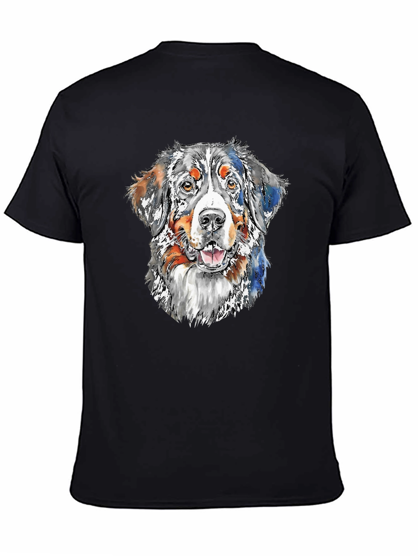 Dog Portrait Graphic Tee - Black Cotton Blend