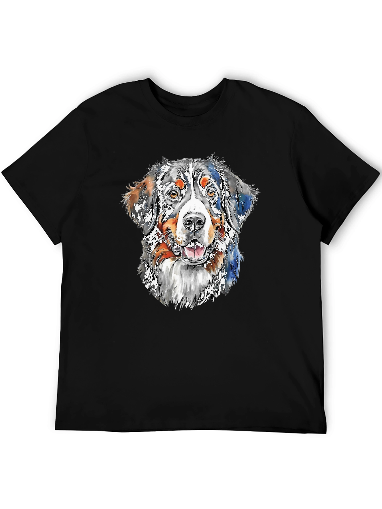 Dog Portrait Graphic Tee - Black Cotton Blend