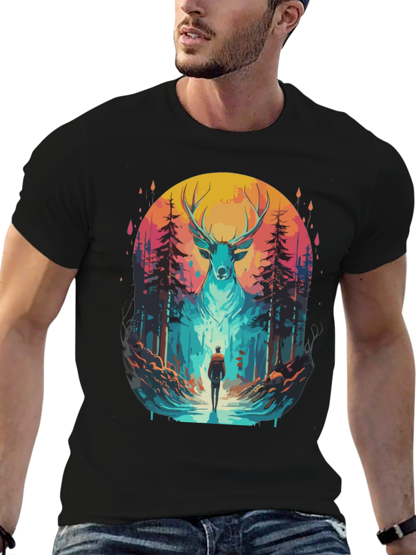 Deer Forest Graphic Tee - Nature Adventure