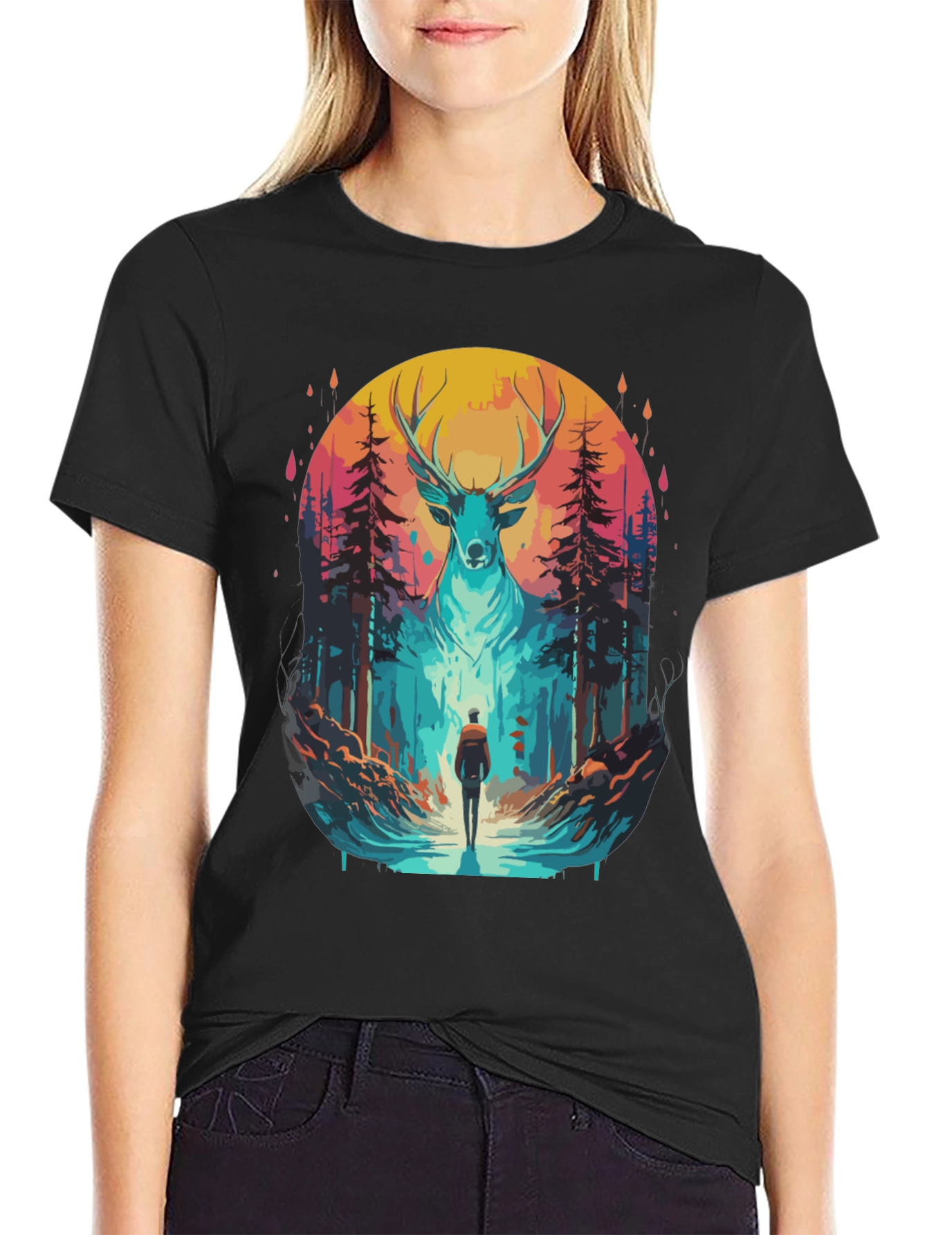 Deer Forest Graphic Tee - Nature Adventure