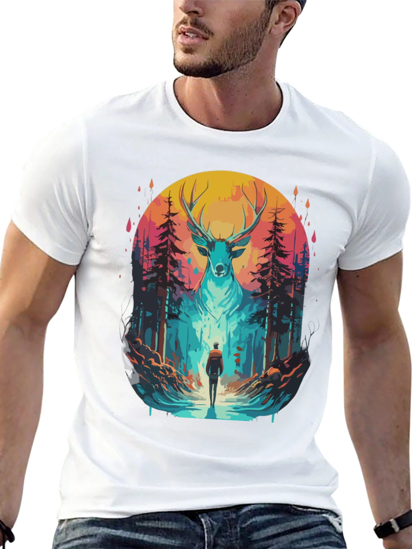 Deer Forest Graphic Tee - Nature Adventure