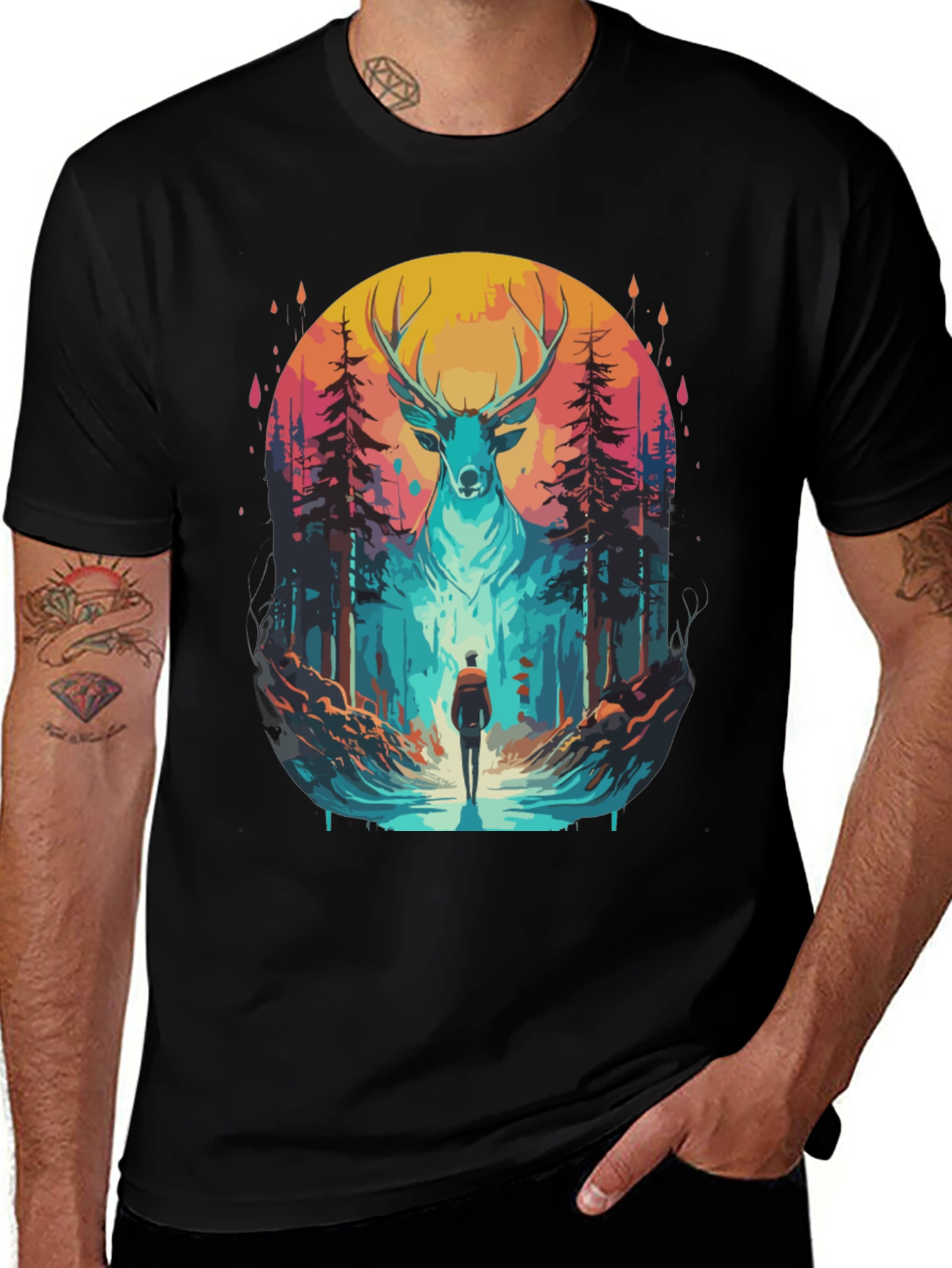 Deer Forest Graphic Tee - Nature Adventure