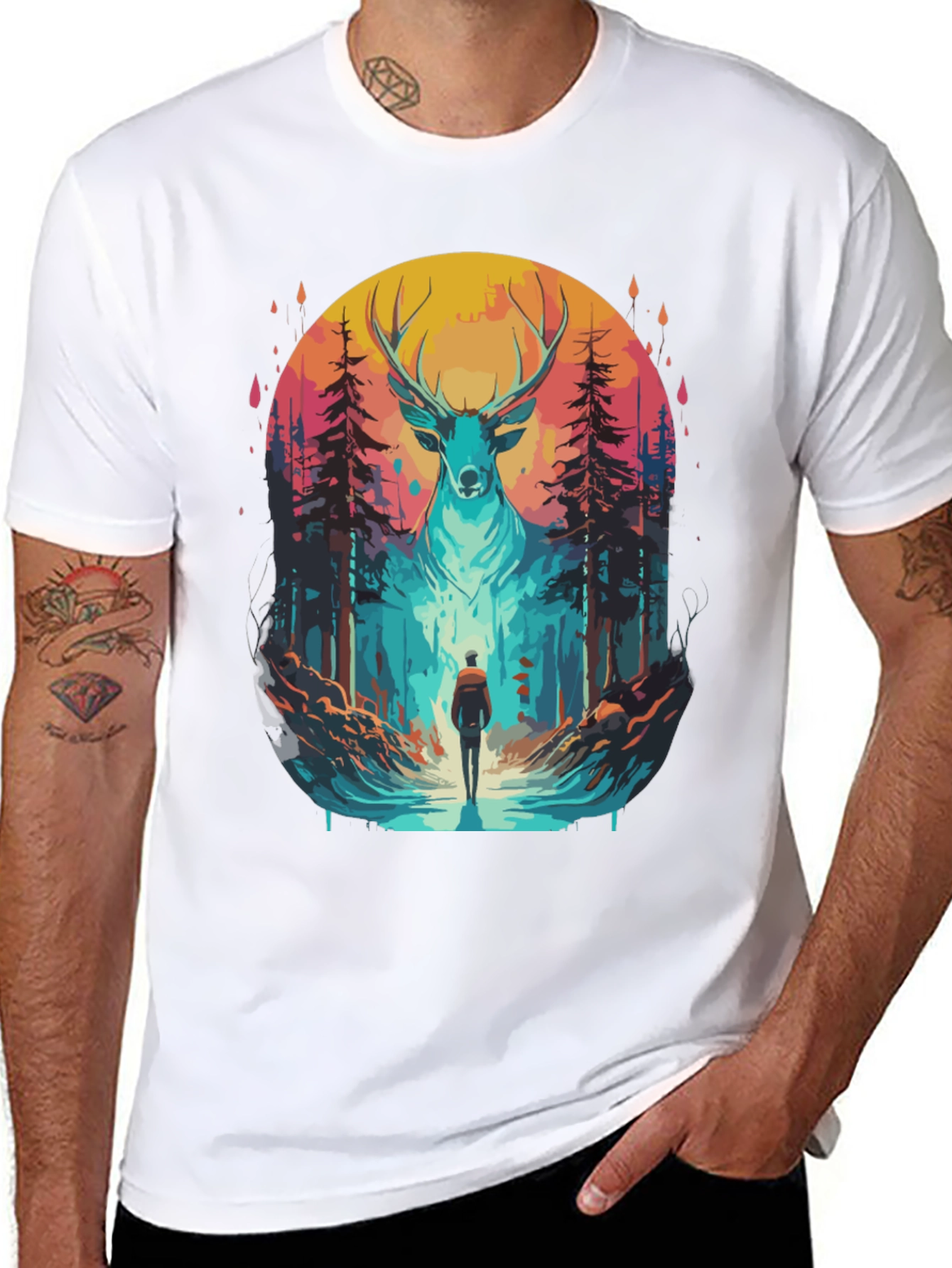 Deer Forest Graphic Tee - Nature Adventure