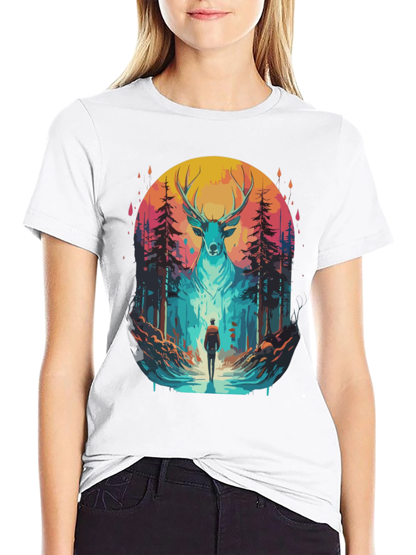 Deer Forest Graphic Tee - Nature Adventure