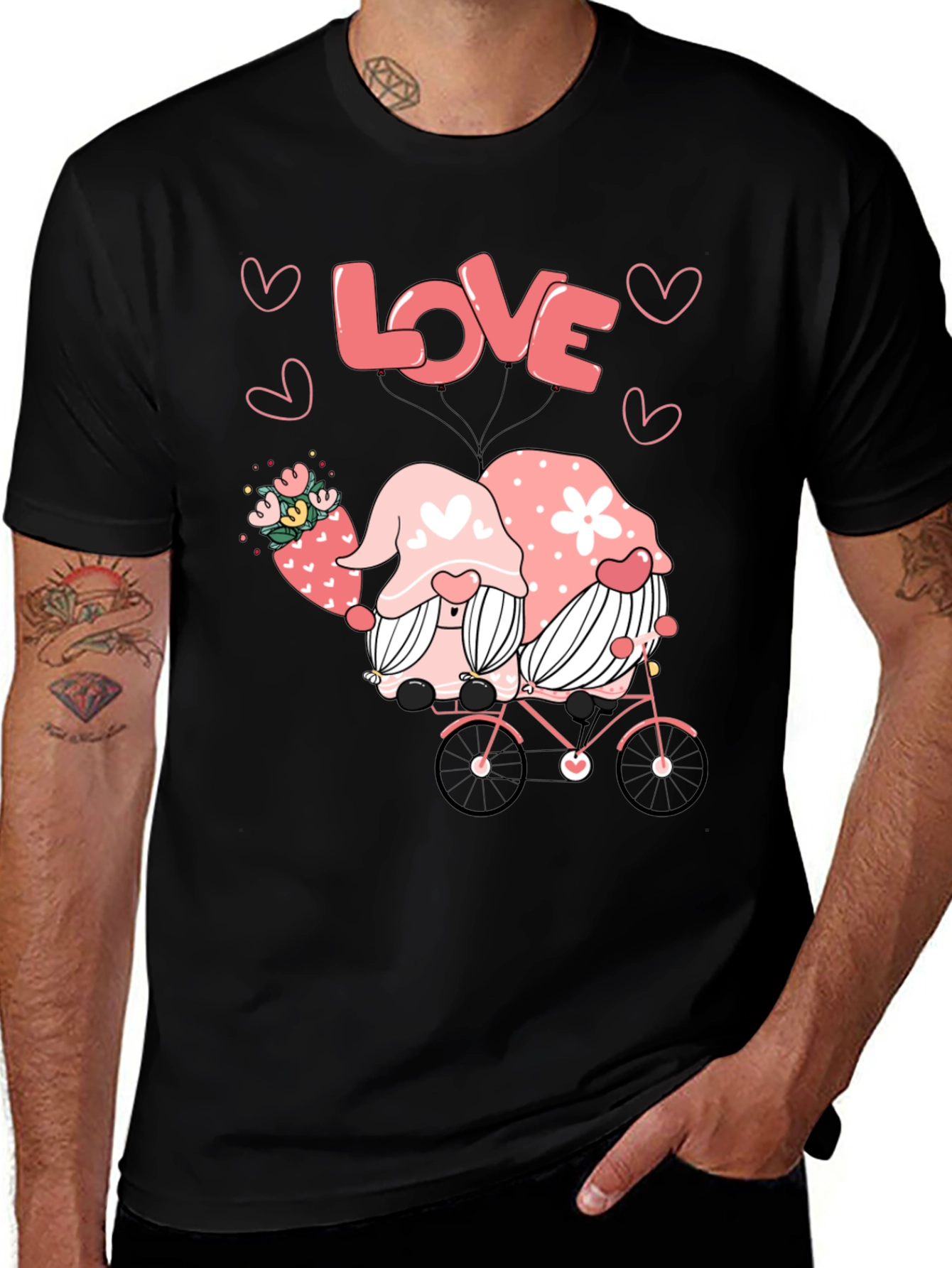 Love Gnomes on Bike Graphic Tee