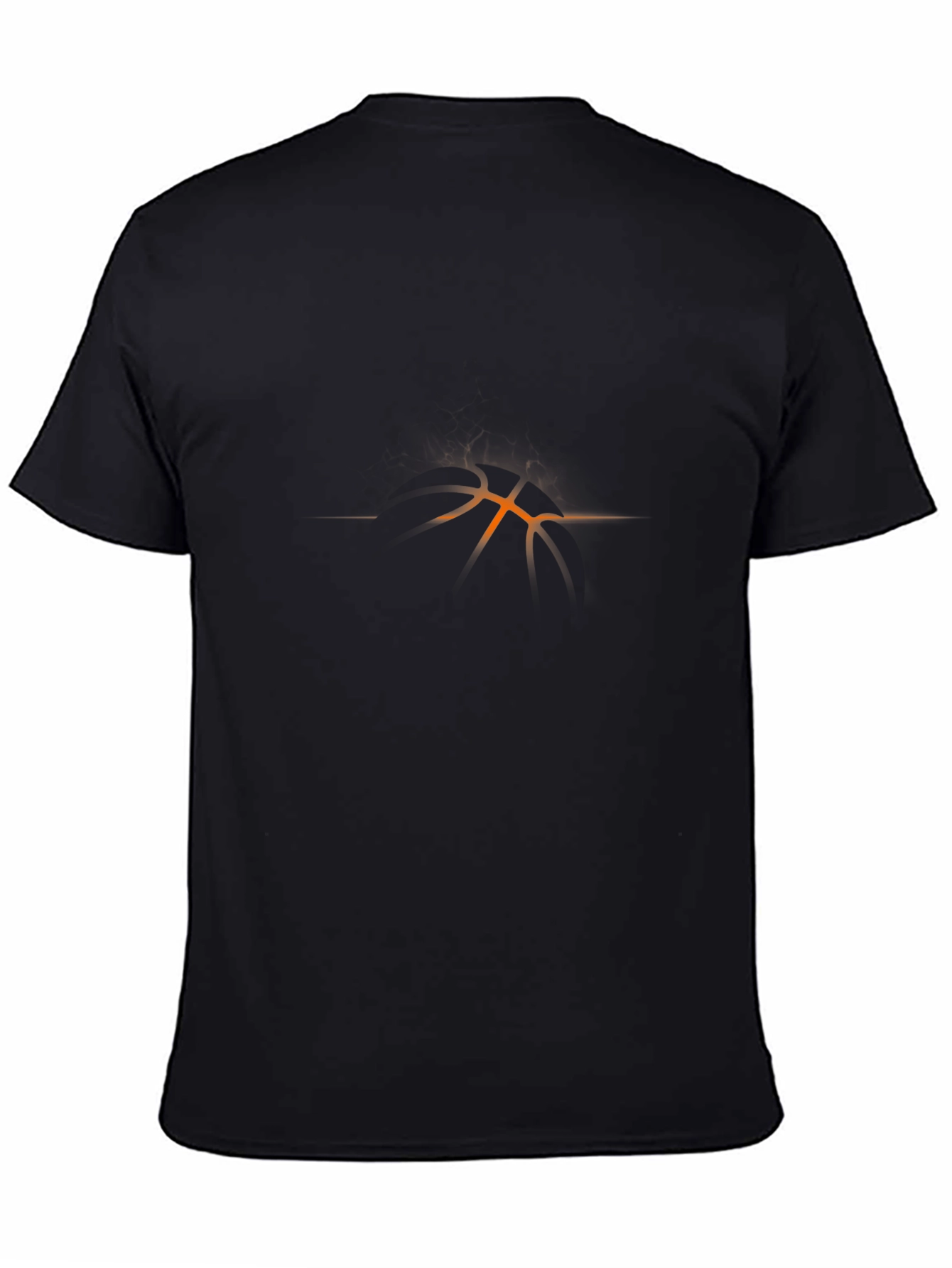 Mens Black Graphic Tee - Abstract Orange Design