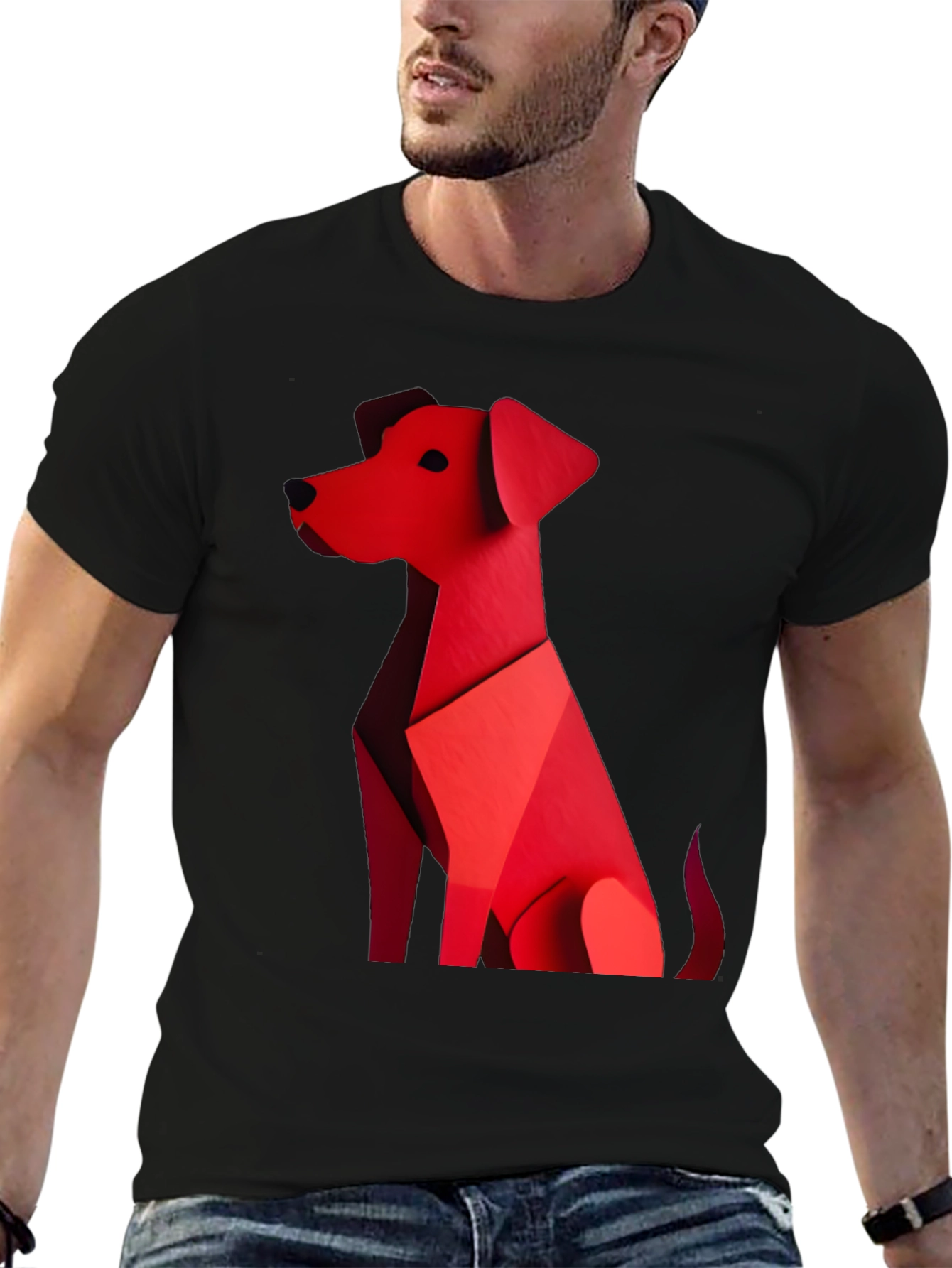 Geometric Dog Graphic Tee - Stylish Casual Wear