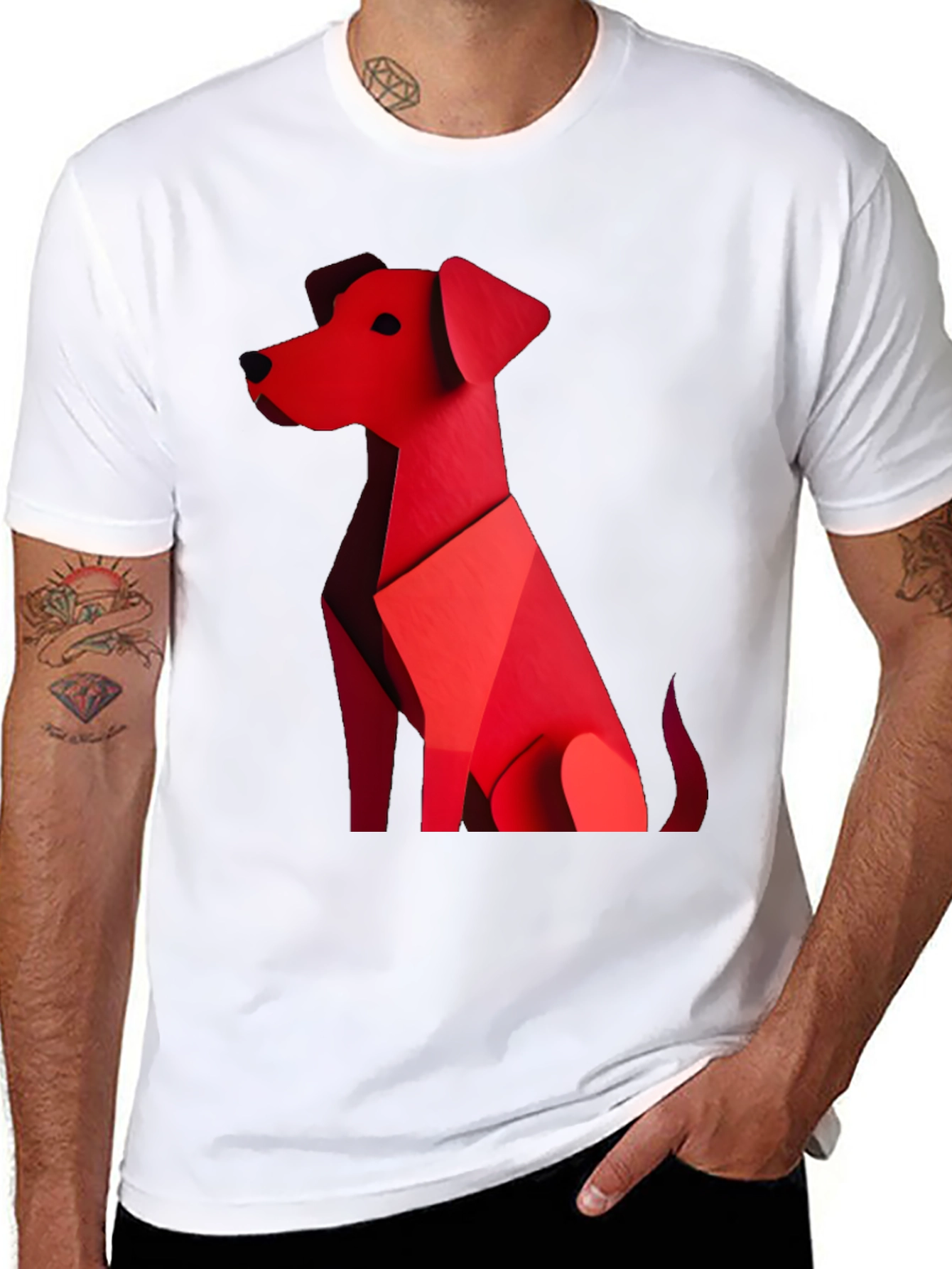 Geometric Dog Graphic Tee - Stylish Casual Wear