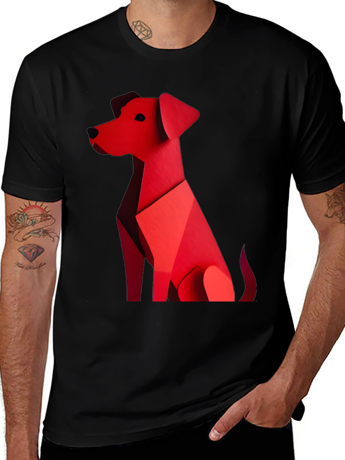 Geometric Dog Graphic Tee - Stylish Casual Wear