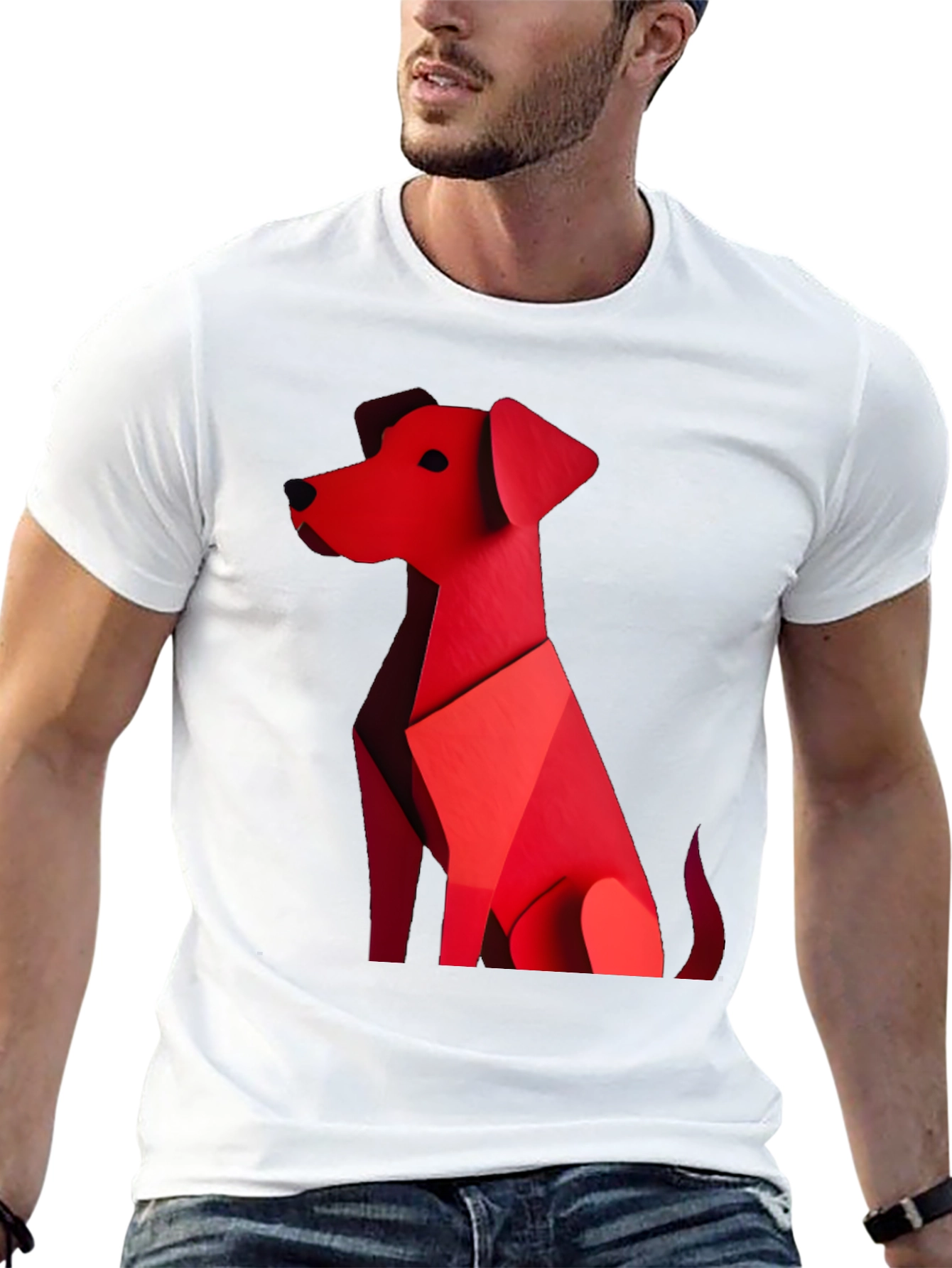 Geometric Dog Graphic Tee - Stylish Casual Wear