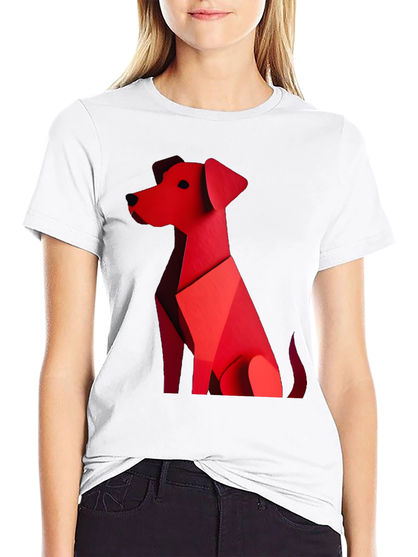 Geometric Dog Graphic Tee - Stylish Casual Wear