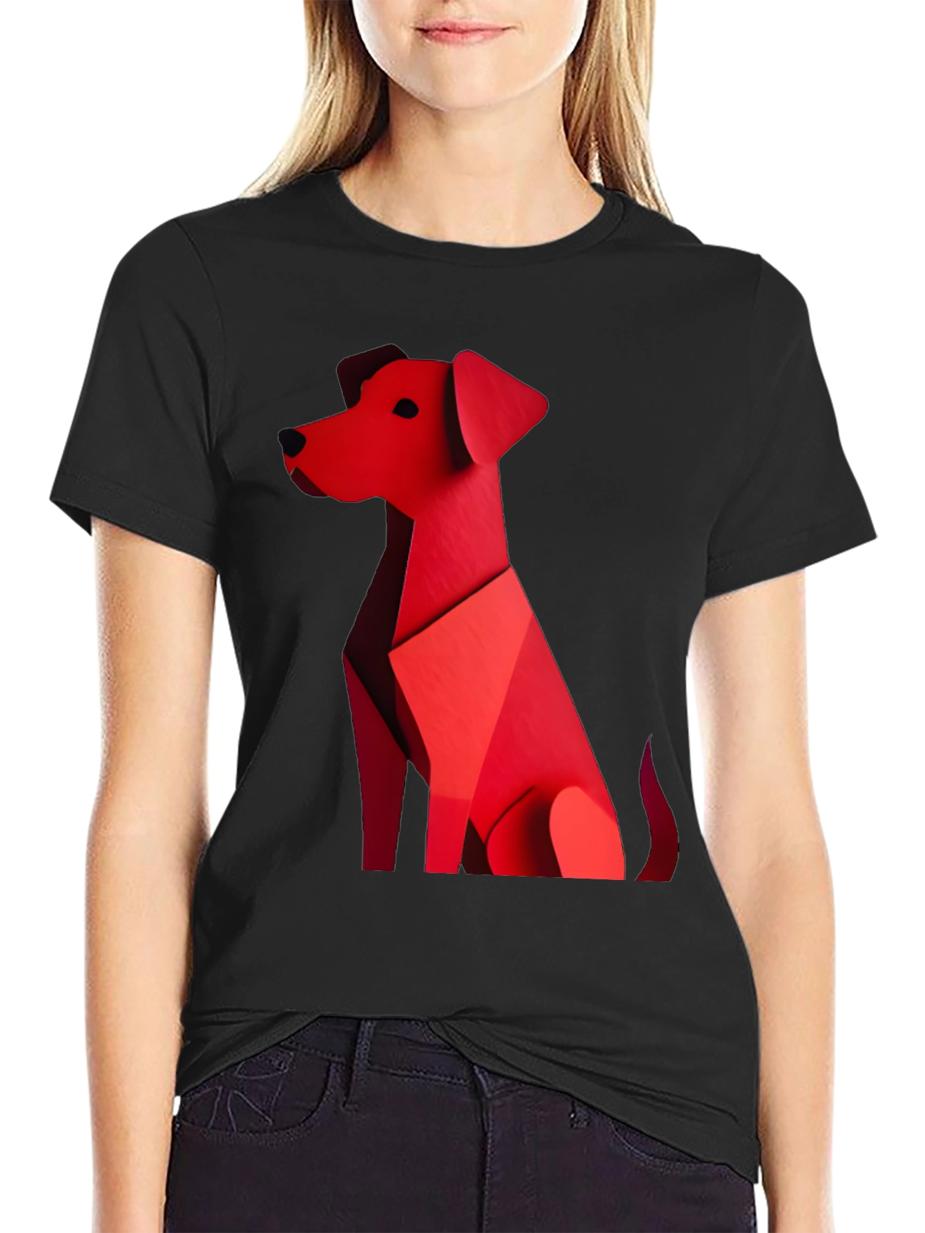 Geometric Dog Graphic Tee - Stylish Casual Wear