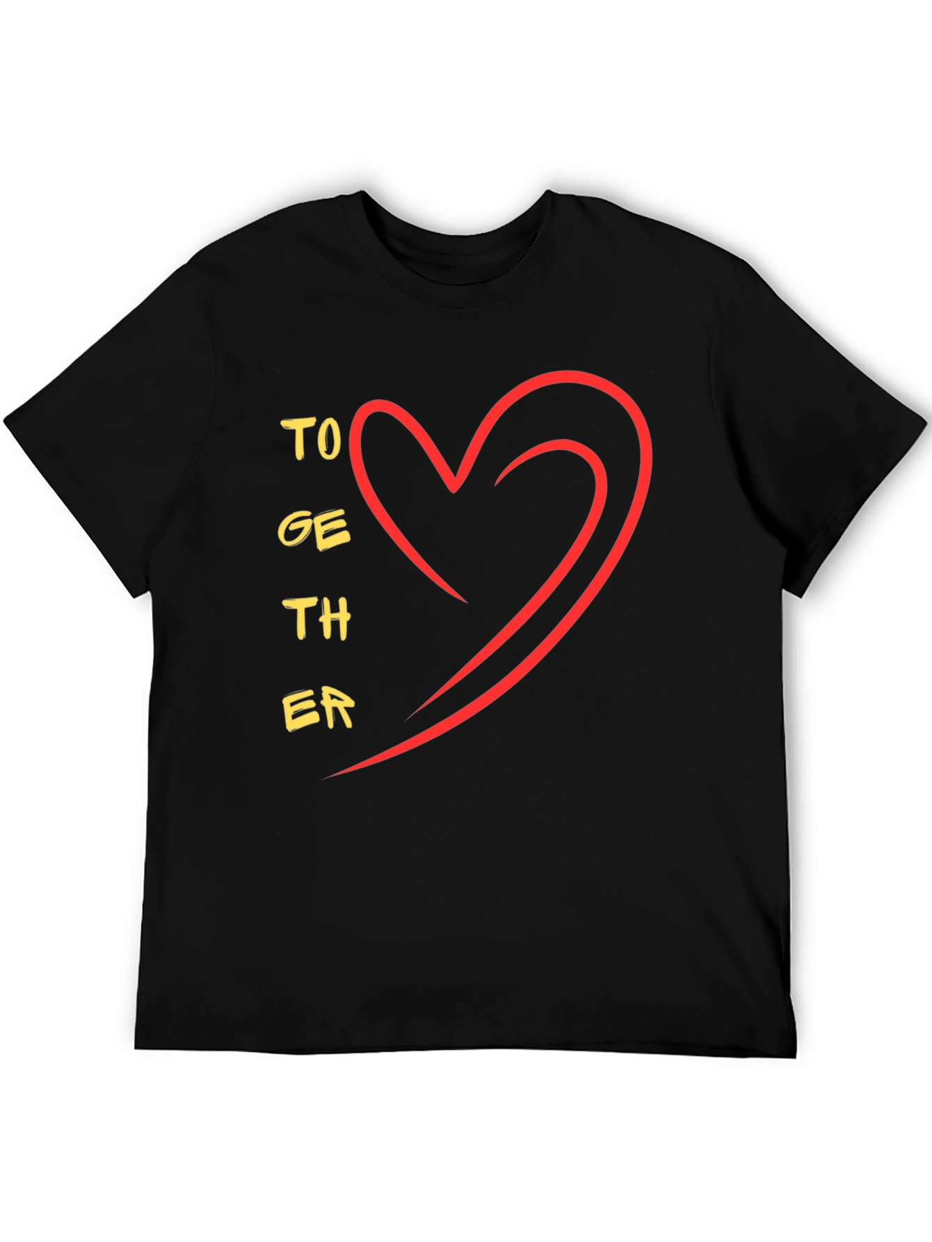 Together Heart Graphic Tee - Stylish Black Casual T-Shirt