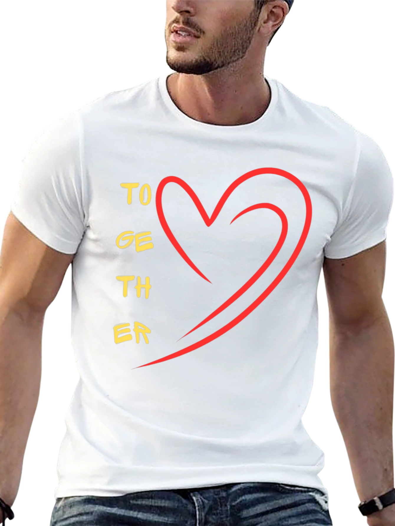 Together Heart Graphic Tee - Stylish Black Casual T-Shirt