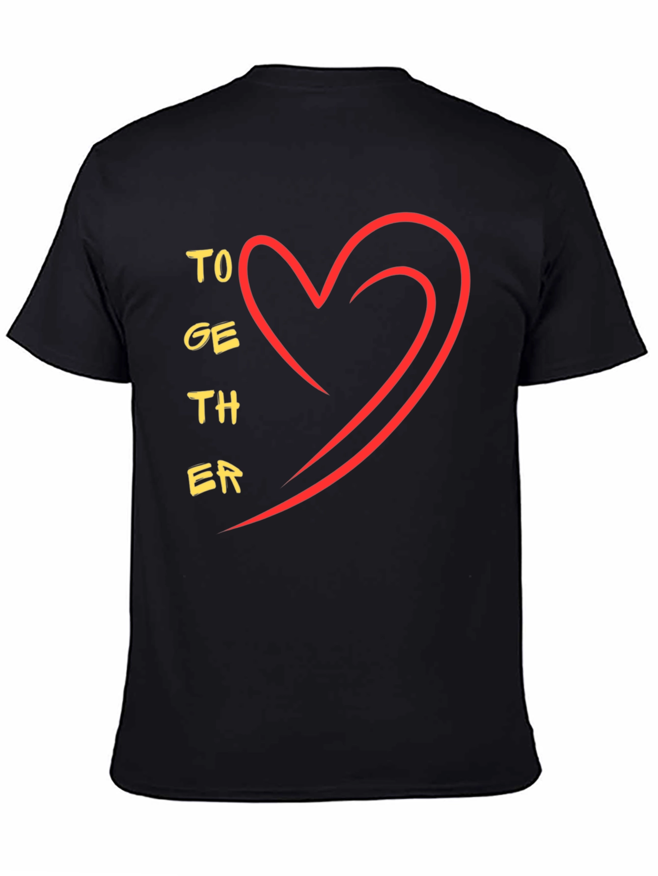 Together Heart Graphic Tee - Stylish Black Casual T-Shirt