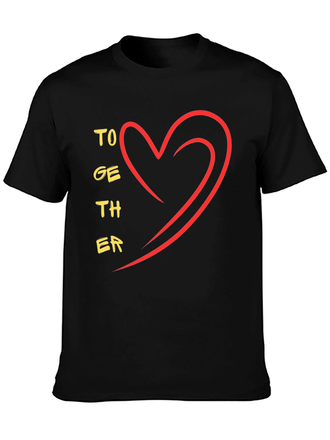 Together Heart Graphic Tee - Stylish Black Casual T-Shirt