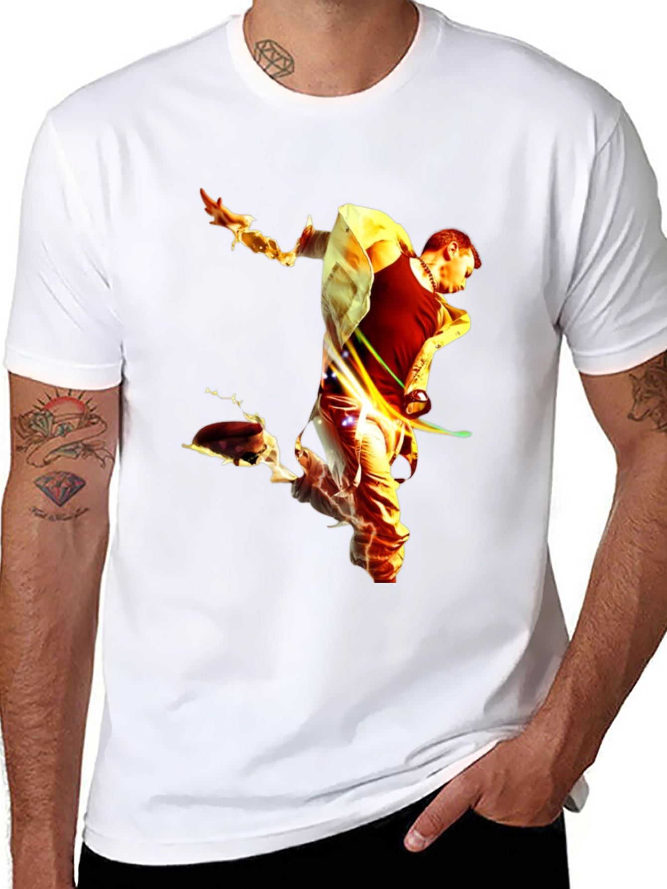 Fiery Man Graphic Black T-Shirt