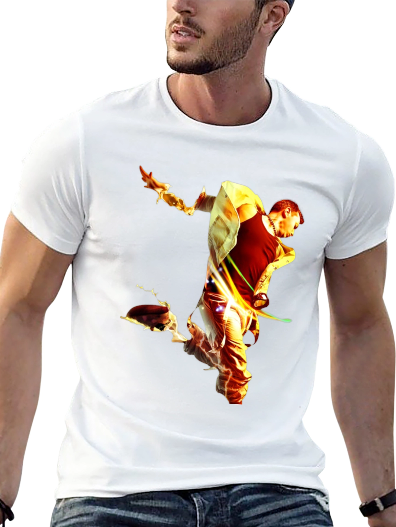 Fiery Man Graphic Black T-Shirt