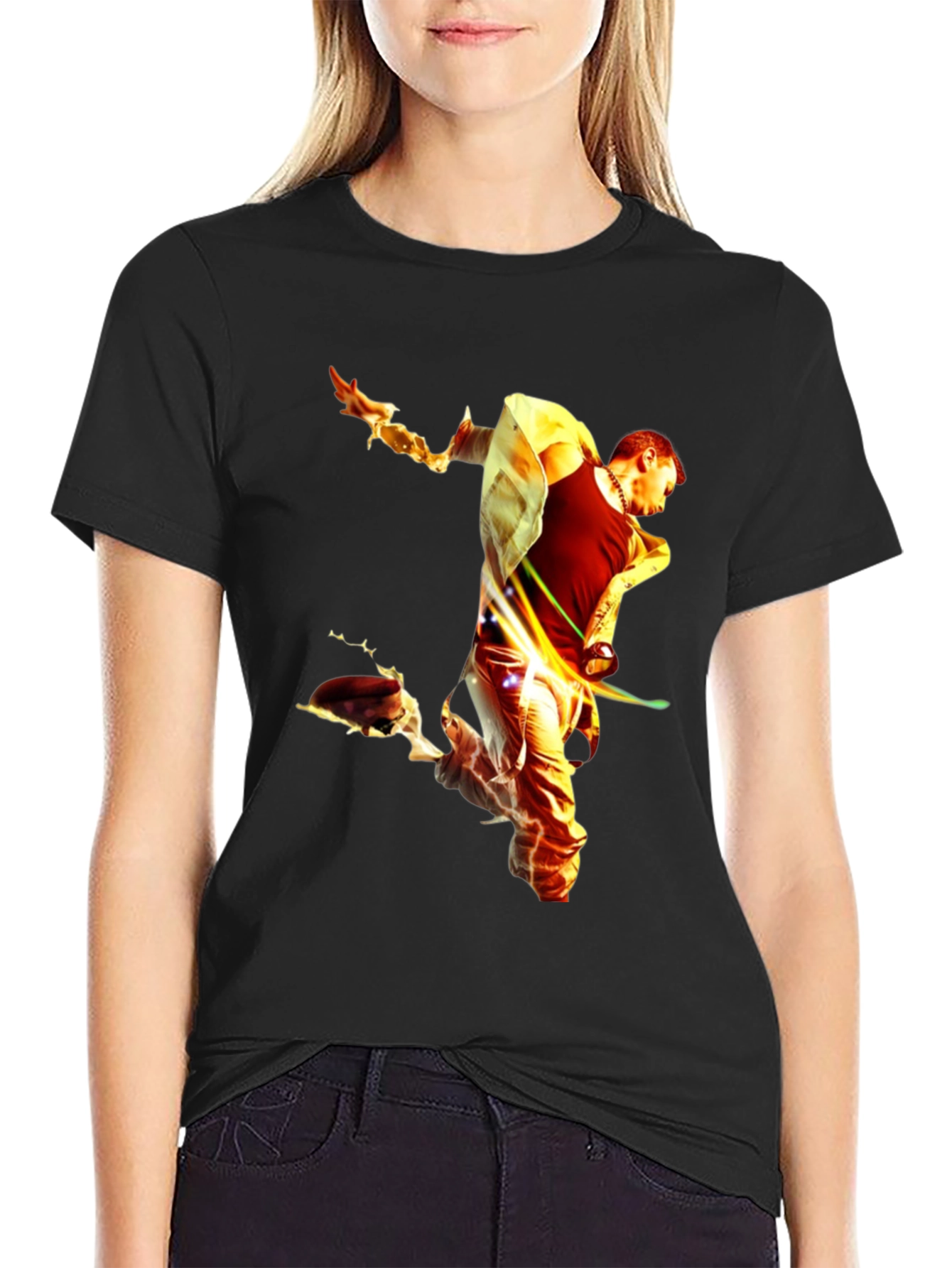 Fiery Man Graphic Black T-Shirt