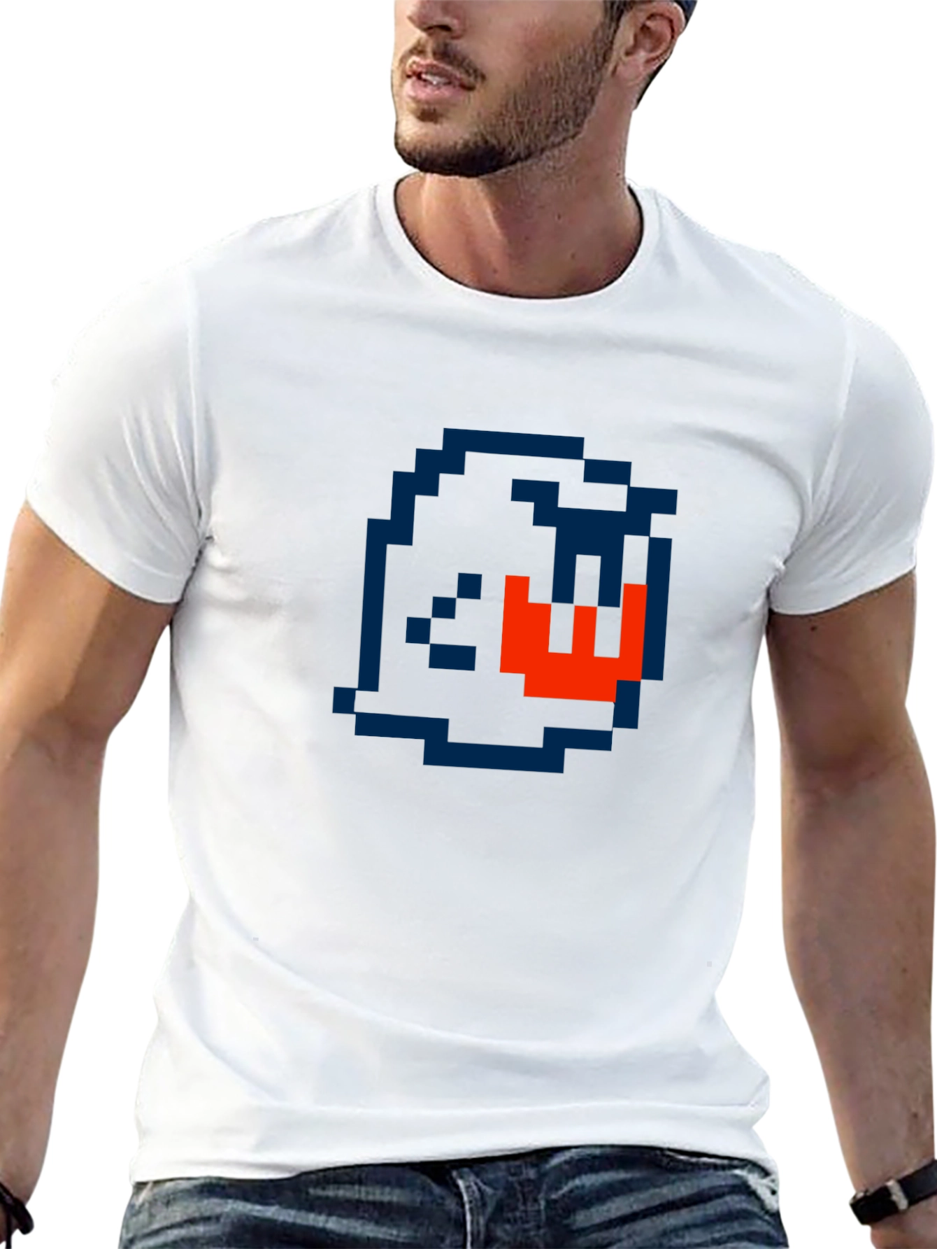 Pixelated Ghost Graphic Tee - Retro Gaming Style