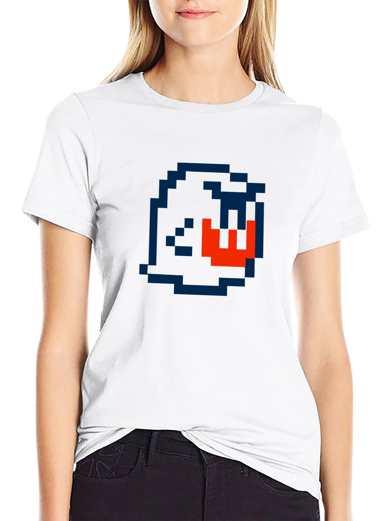 Pixelated Ghost Graphic Tee - Retro Gaming Style
