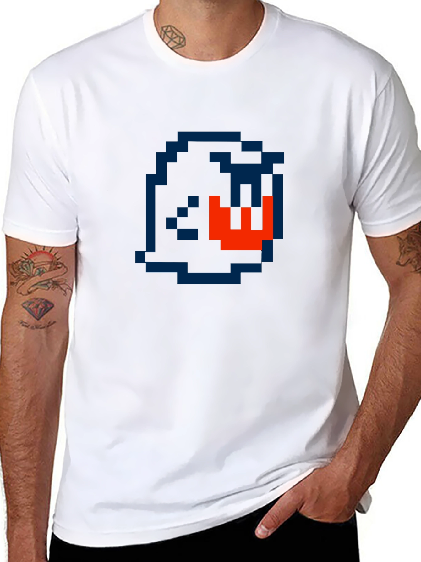 Pixelated Ghost Graphic Tee - Retro Gaming Style