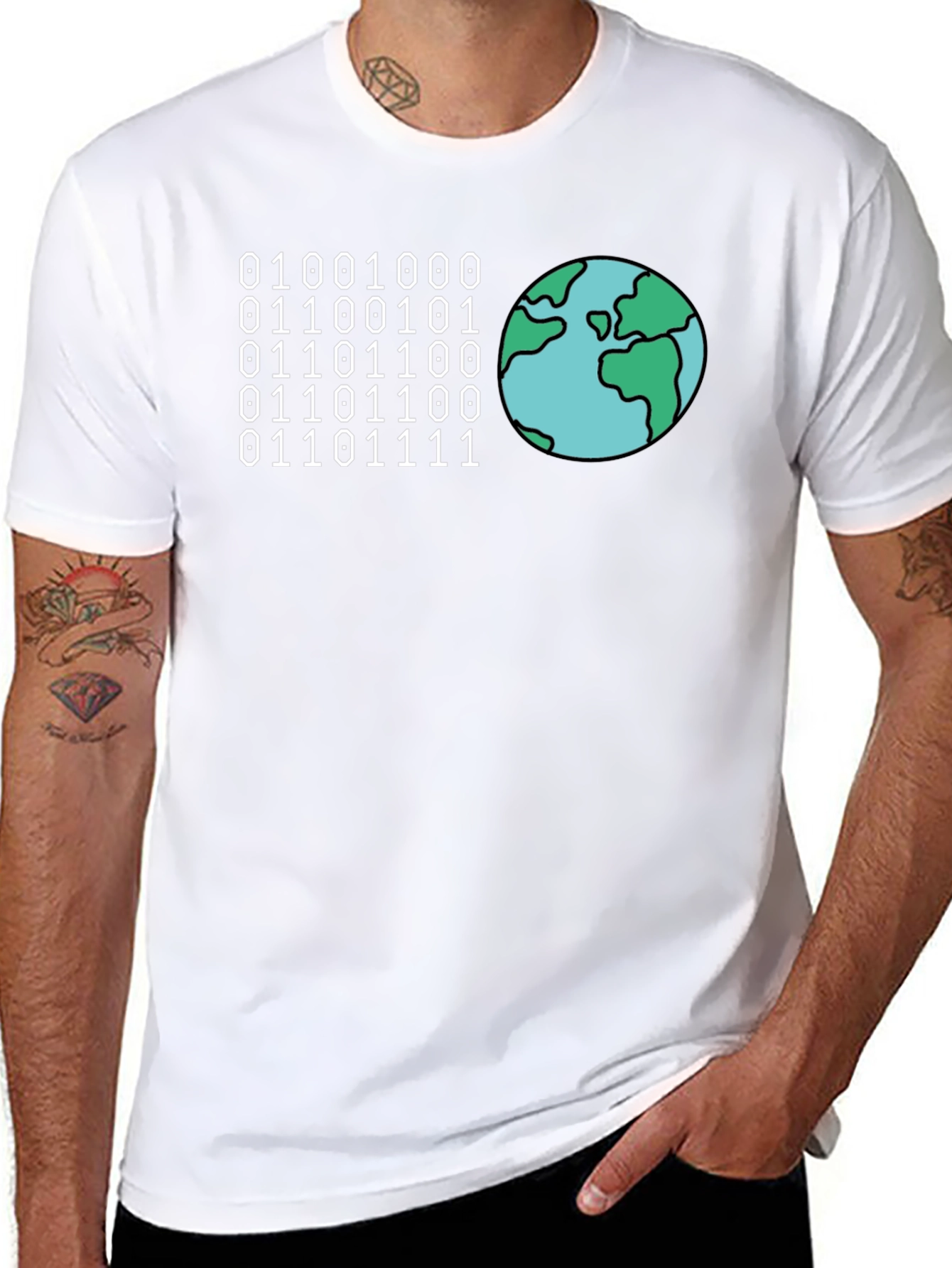 Binary Code Earth Graphic T-Shirt