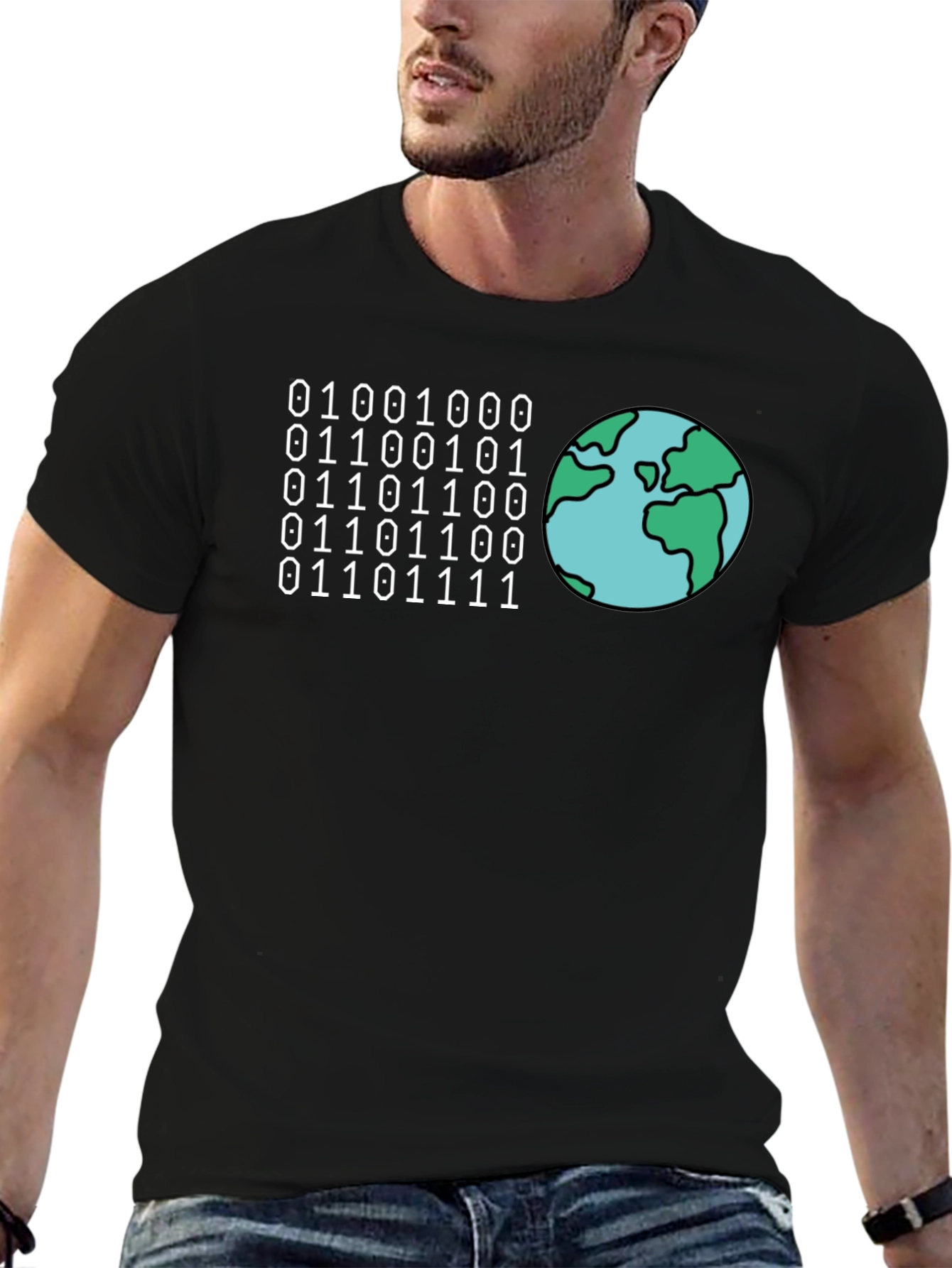 Binary Code Earth Graphic T-Shirt