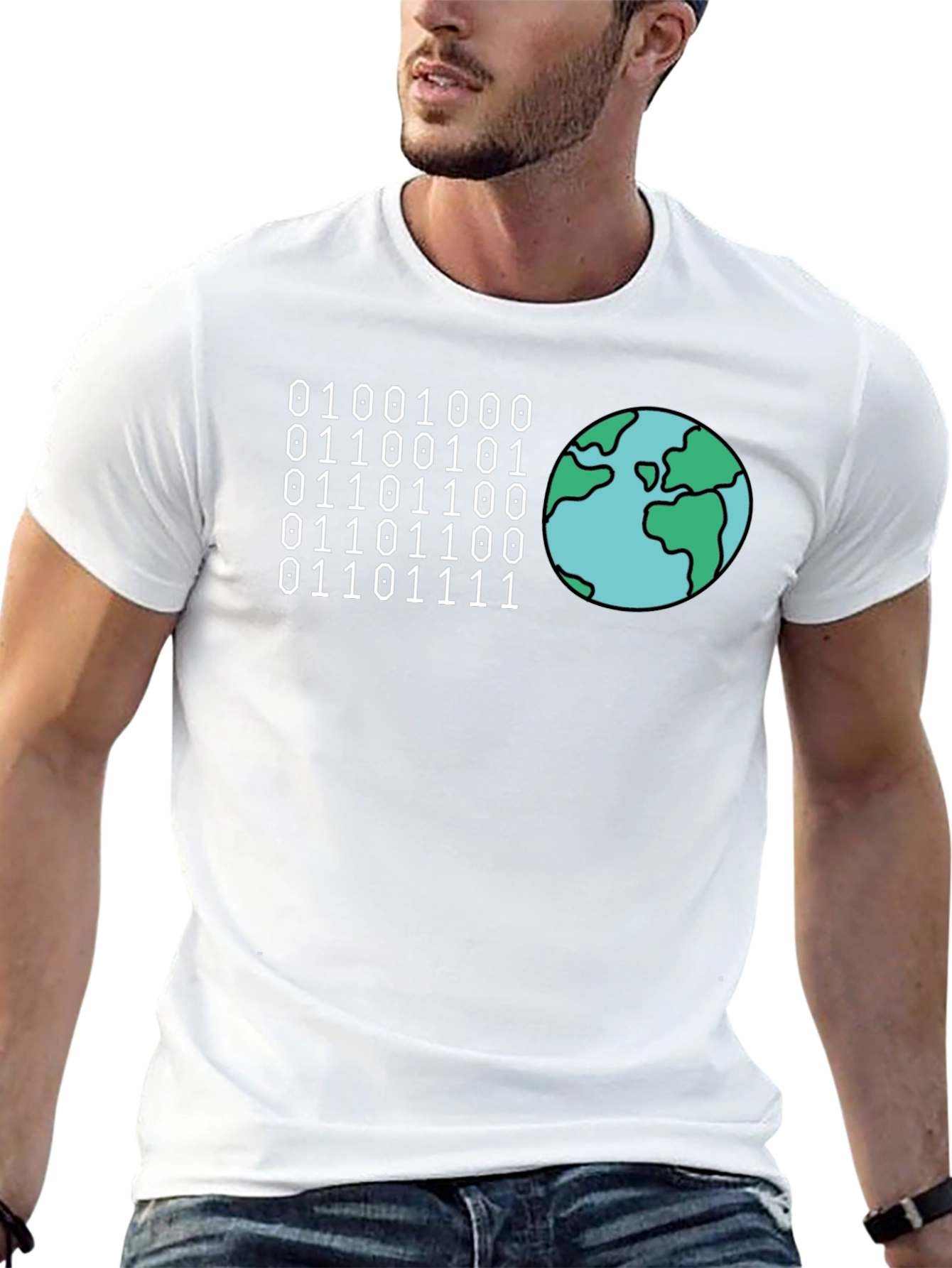 Binary Code Earth Graphic T-Shirt