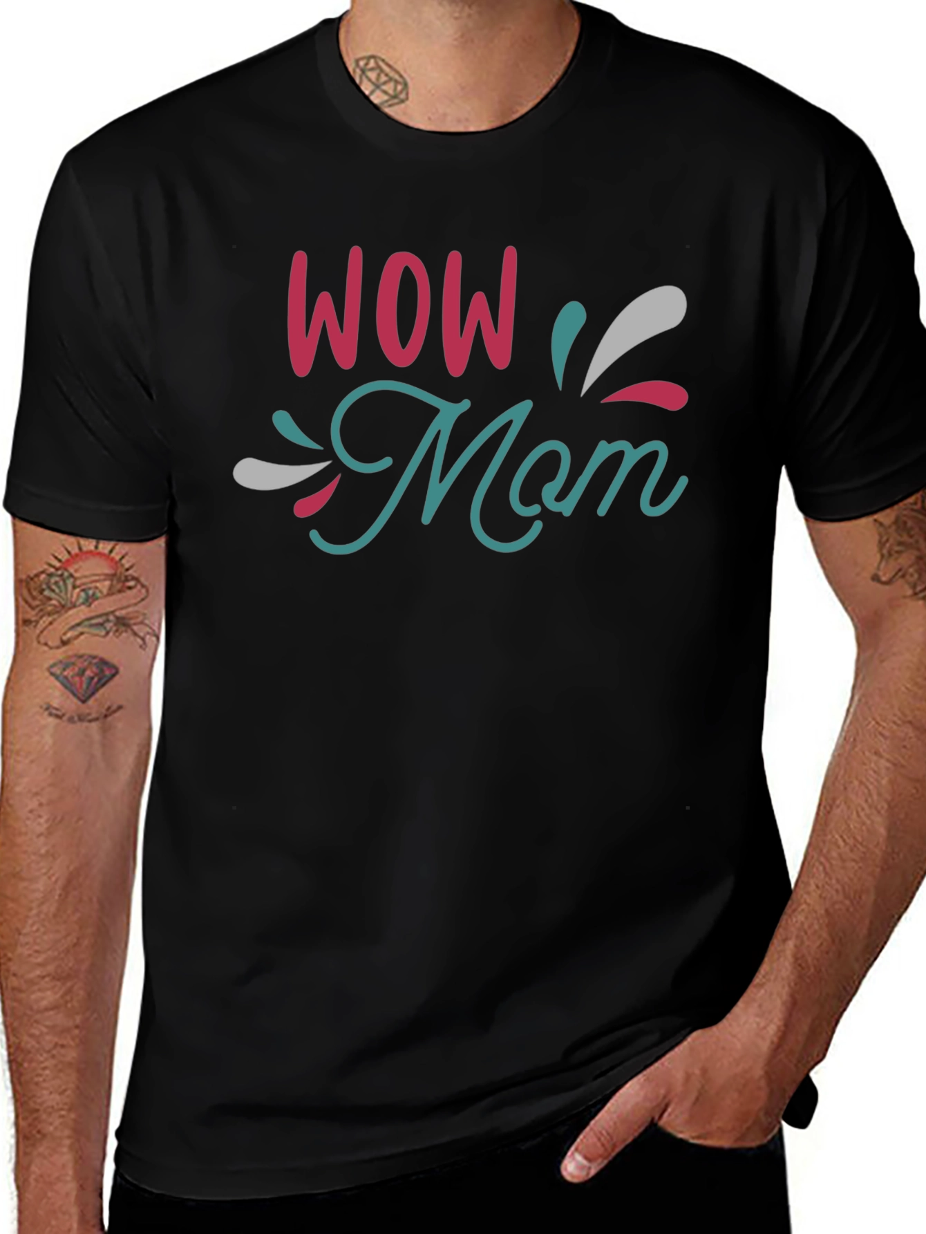 WOW Mom Black T-Shirt - Stylish & Comfortable