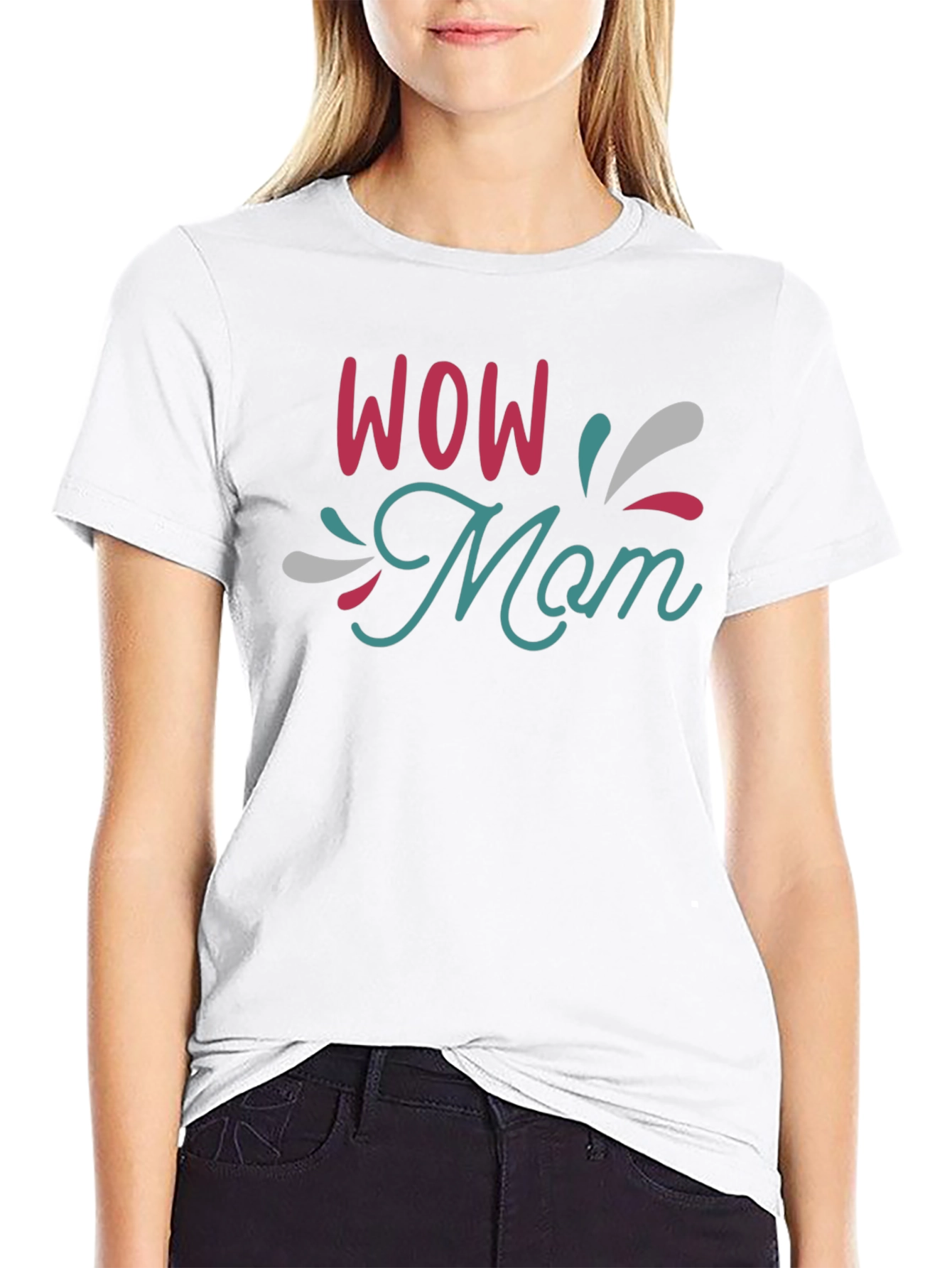 WOW Mom Black T-Shirt - Stylish & Comfortable