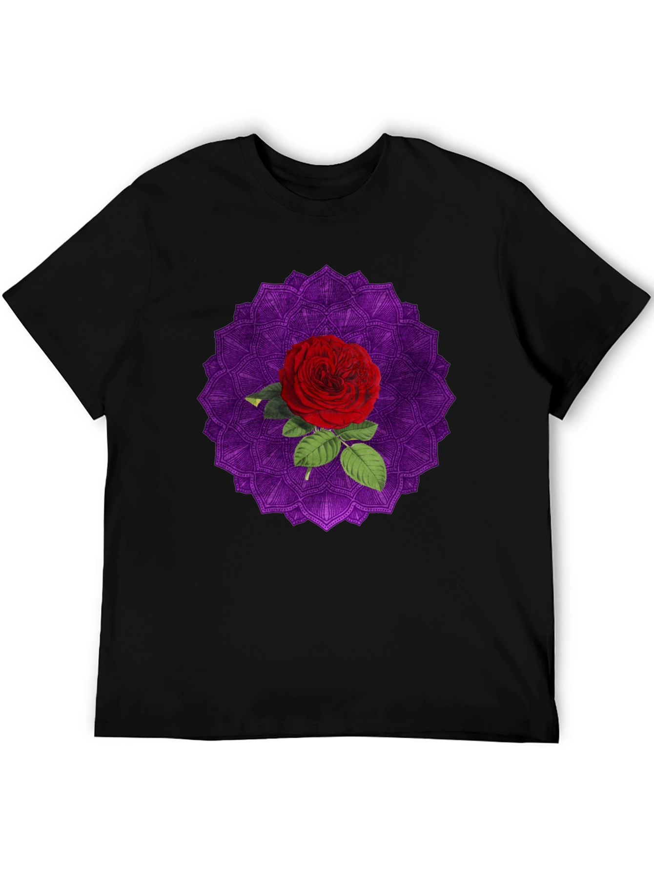 Rose Mandala Graphic Black T-Shirt