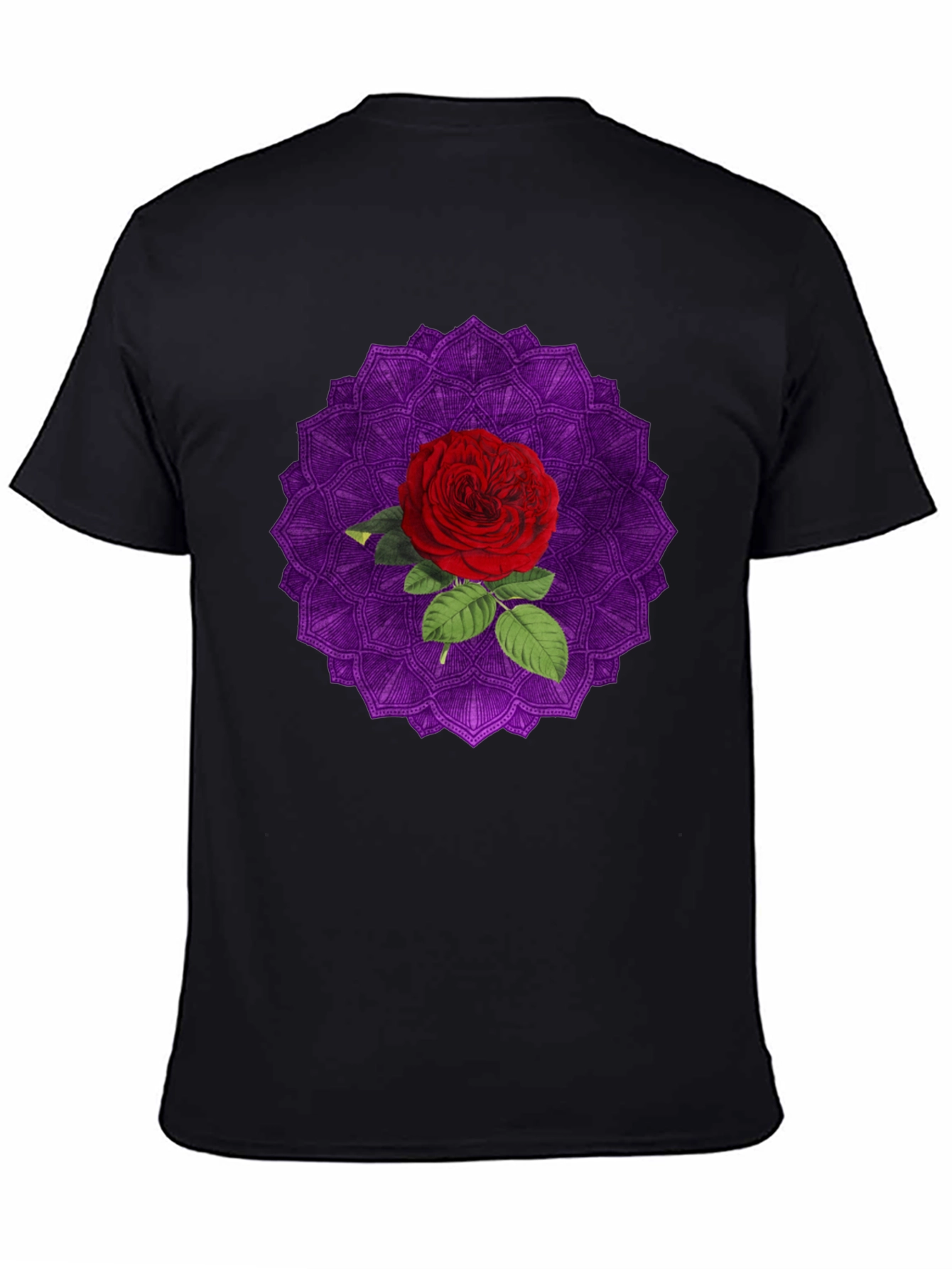 Rose Mandala Graphic Black T-Shirt