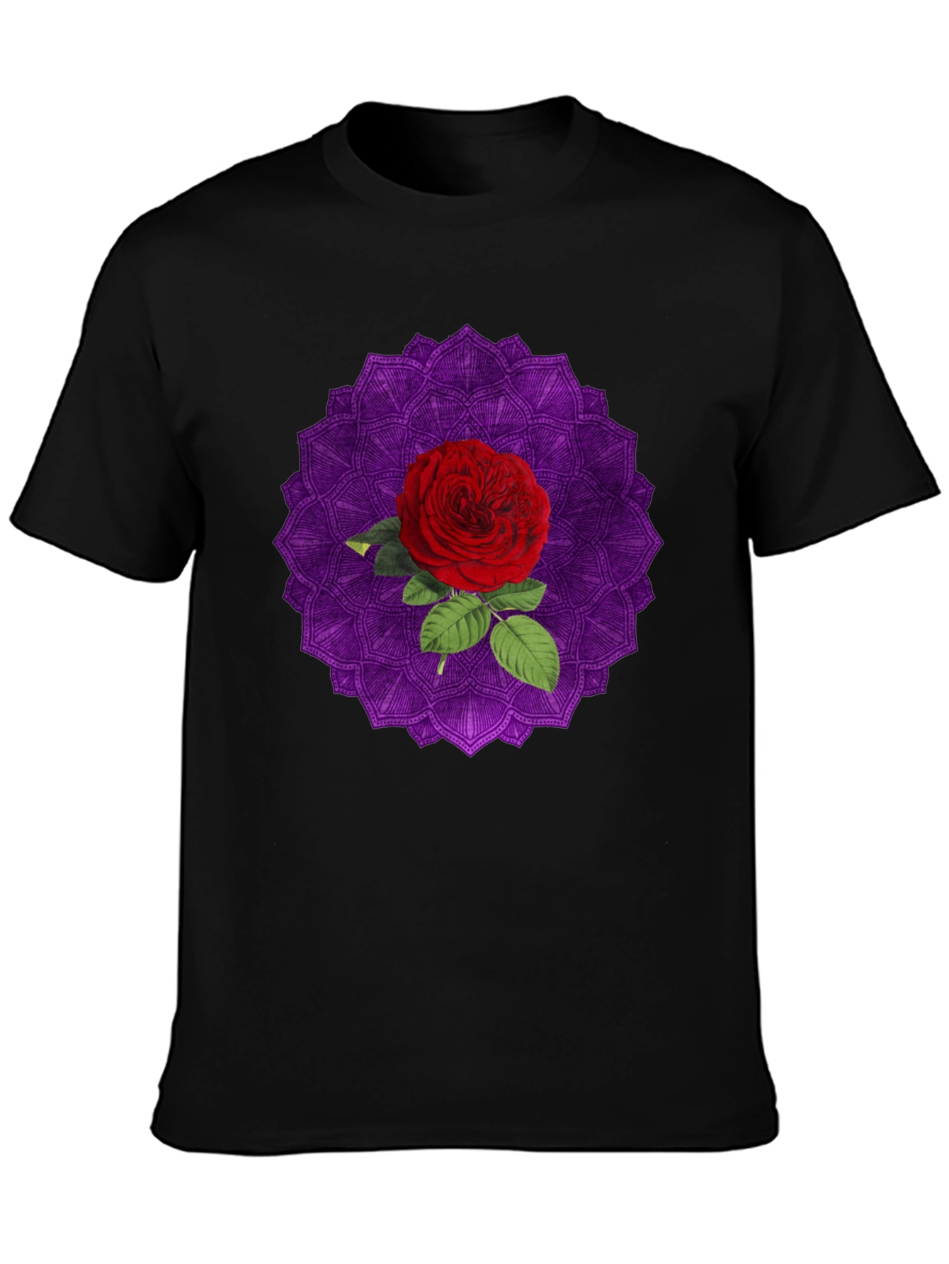 Rose Mandala Graphic Black T-Shirt