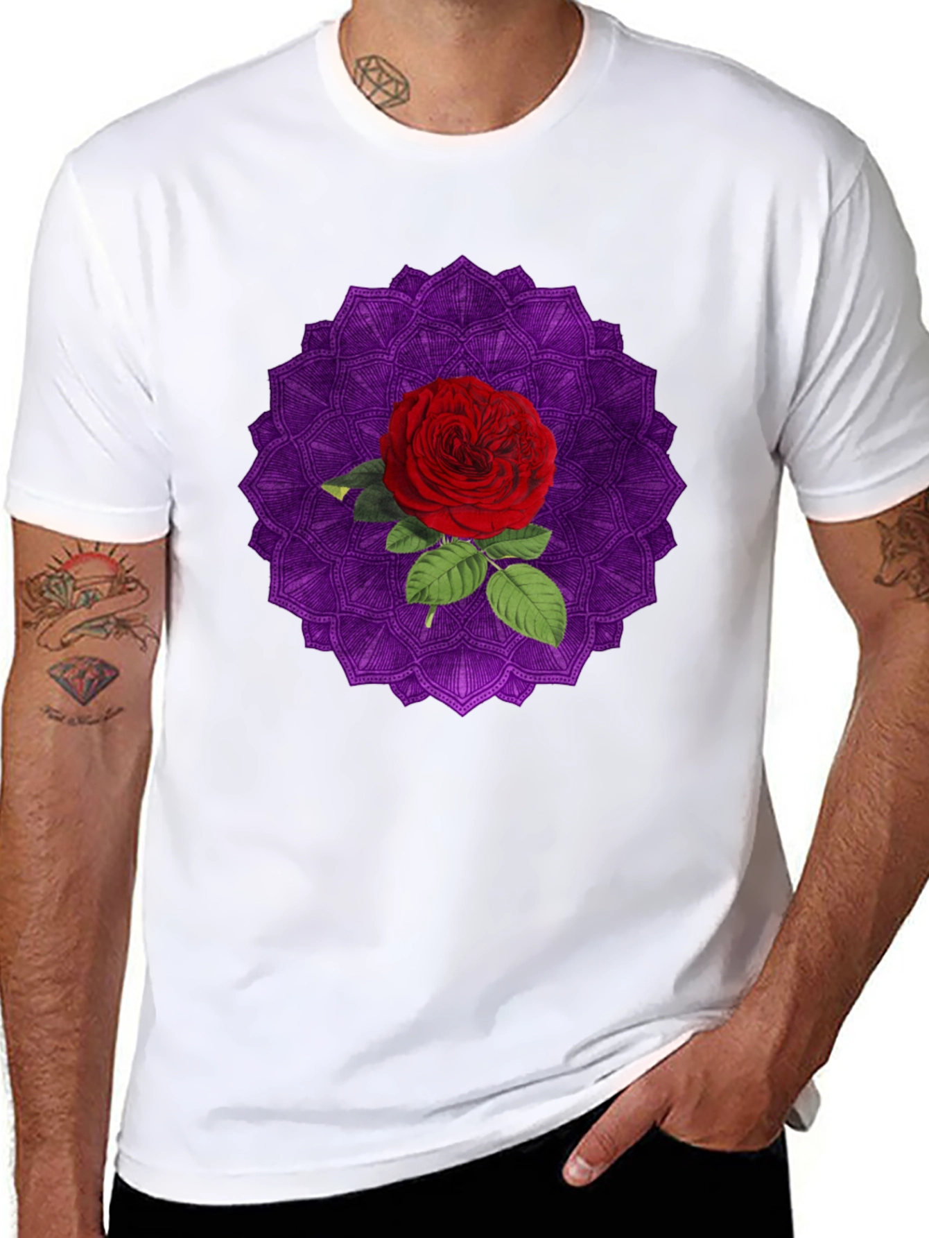 Rose Mandala Graphic Black T-Shirt