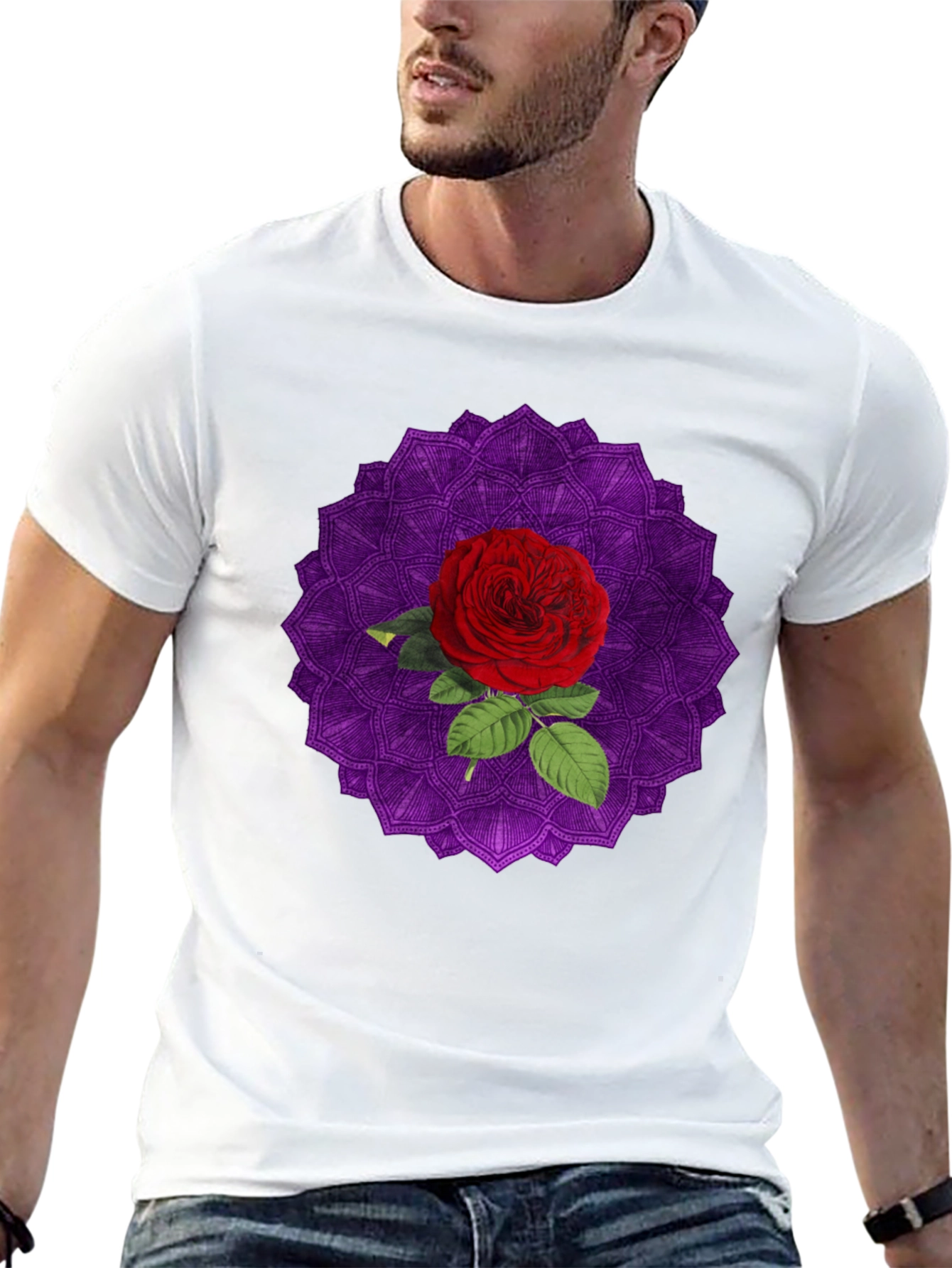 Rose Mandala Graphic Black T-Shirt