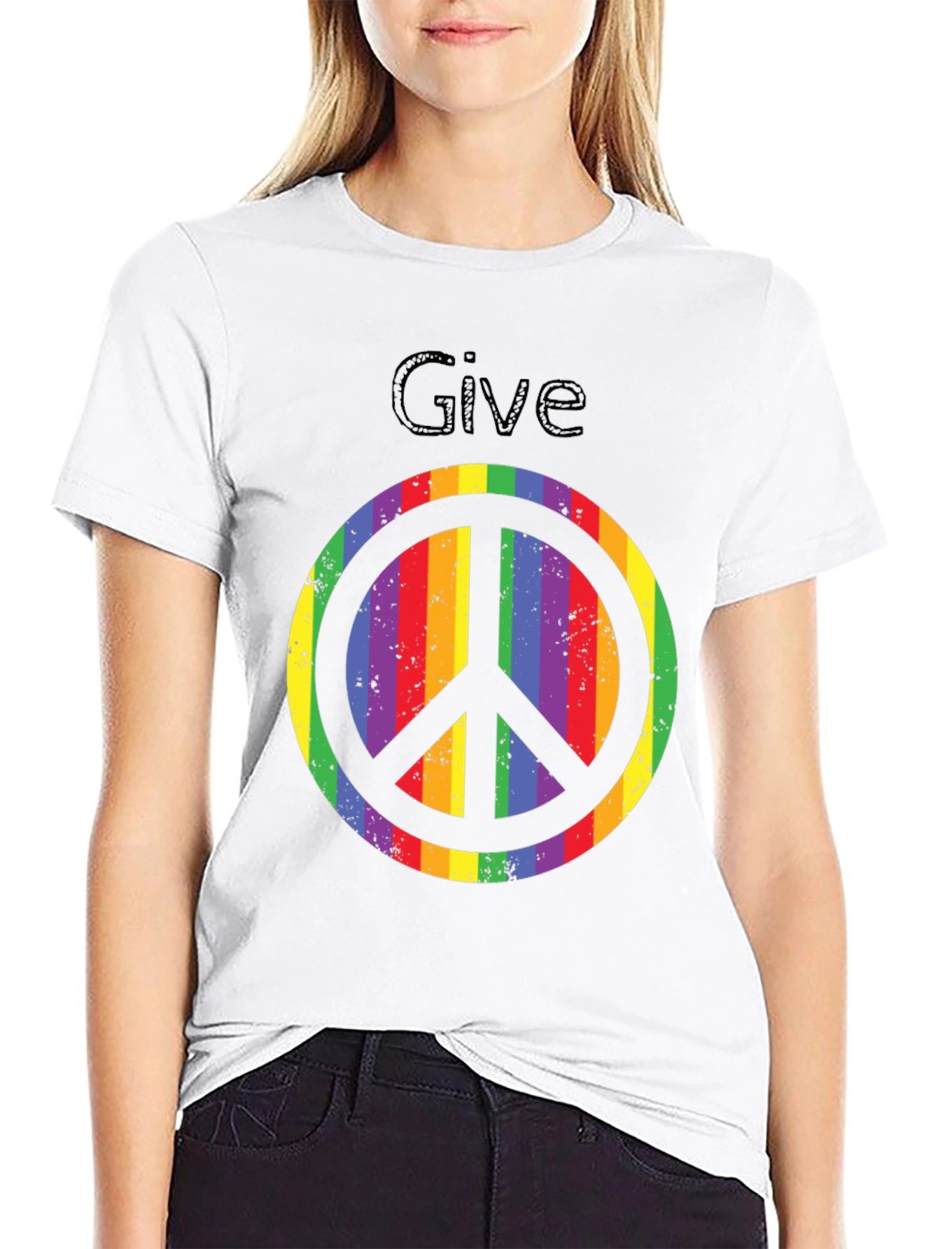 Rainbow Peace Sign Graphic Tee